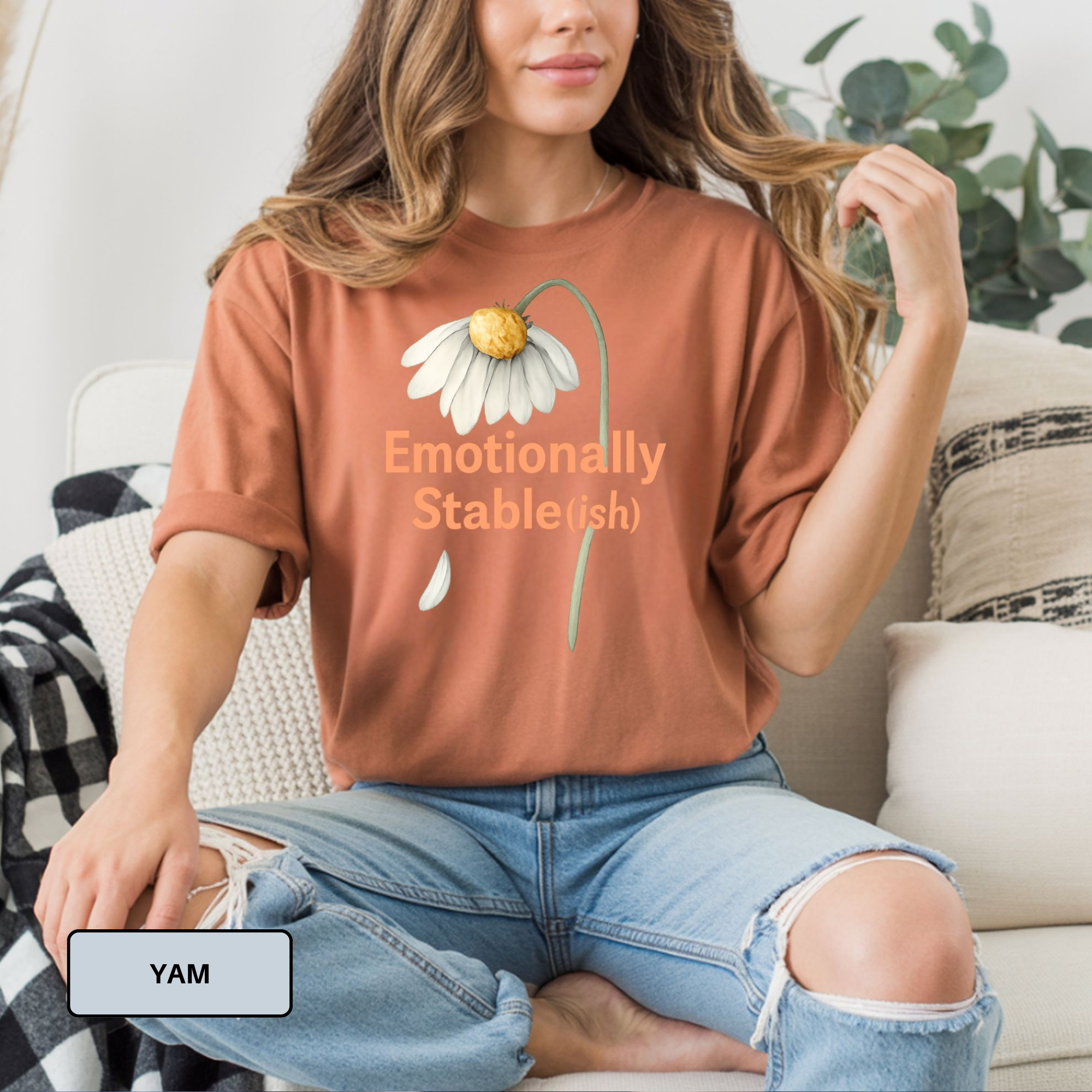 Emotionally Stable-ish Daisy Shirt – Soft Neutral Aesthetic Tee, Sarcastic Comfort Colors T-Shirt