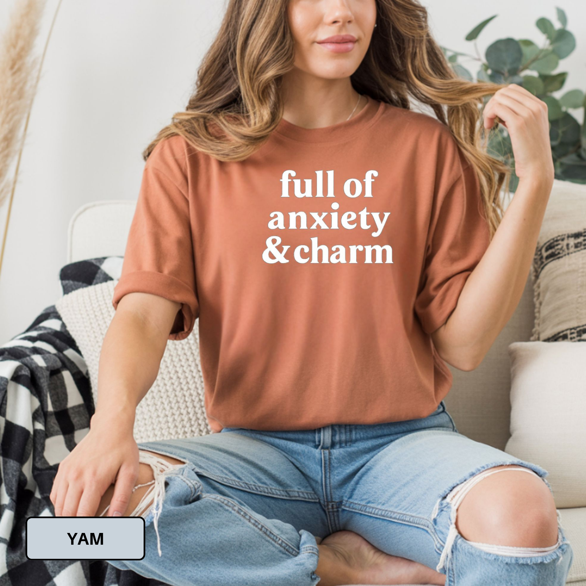 Funny Anxiety T-Shirt – Comfort Colors "Full of Anxiety & Calm" Tee