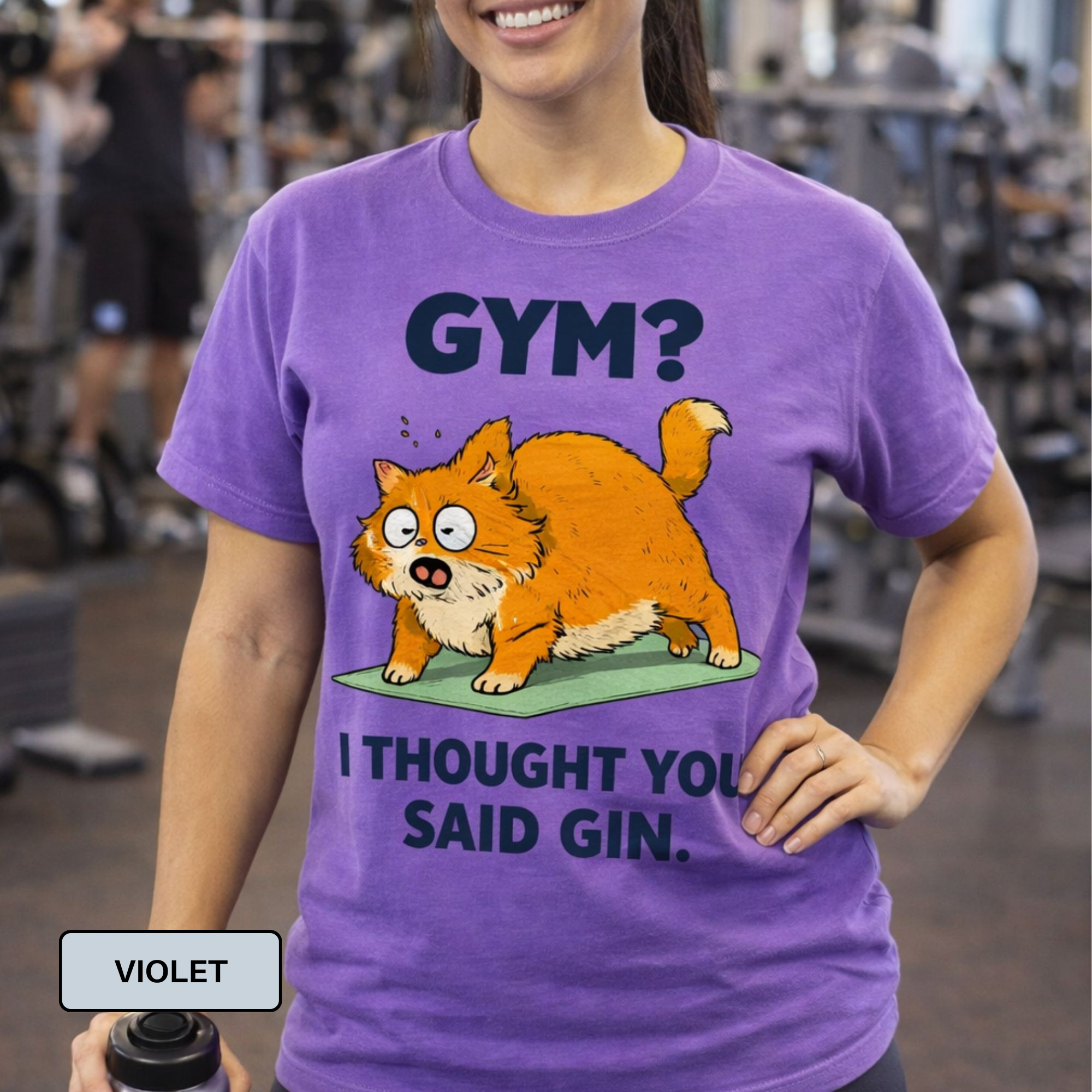 Funny Fat Cat Gym Shirt – "Gym? I Thought You Said Gin"