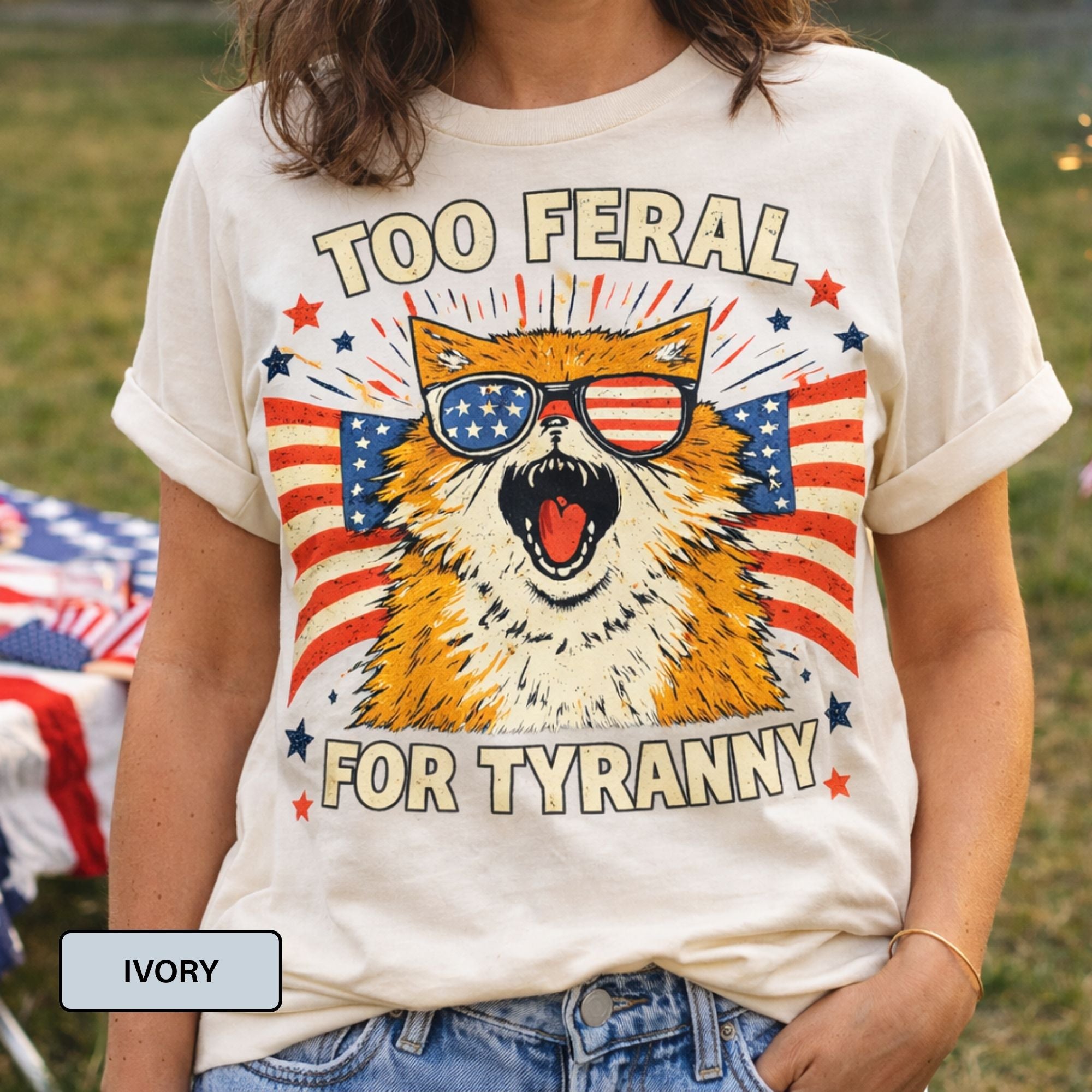 Funny Patriotic Cat Shirt – “Cat-astrophe in the Name of Freedom” Tee