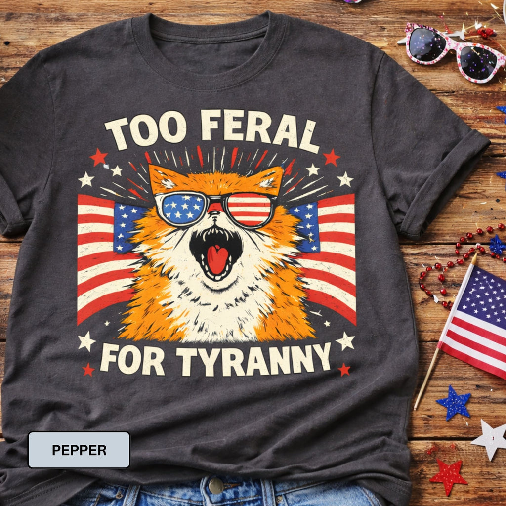 Funny Patriotic Cat Shirt – “Cat-astrophe in the Name of Freedom” Tee