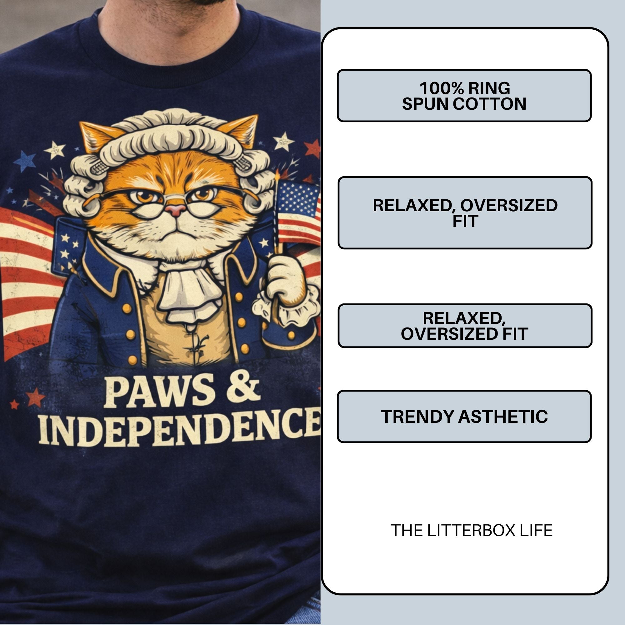 Paws & Independence Cat Shirt – Funny Patriotic Tee for Cat Moms