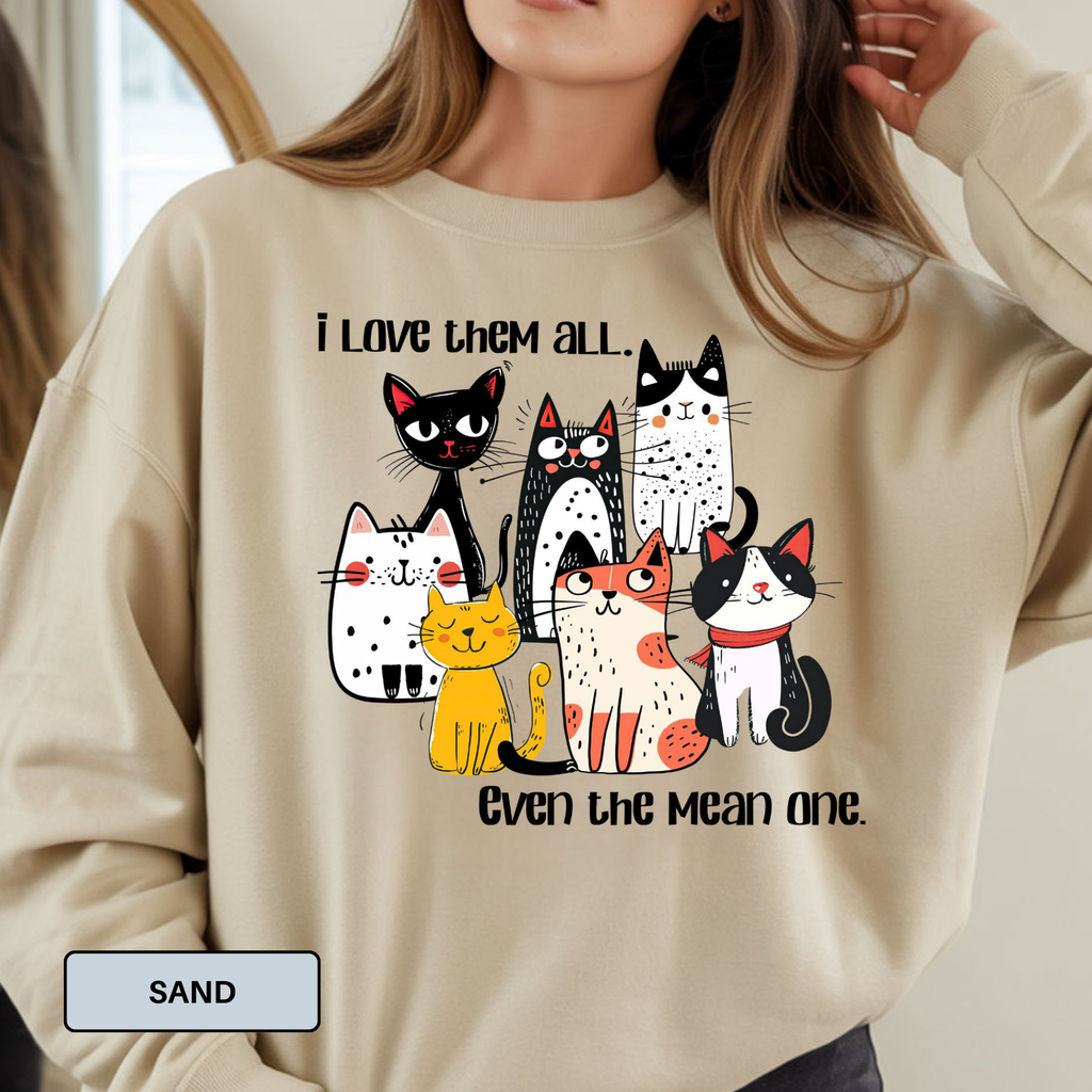 Funny Cat Lover Sweatshirt | Sarcasm & Motherhood Mood | Gildan Crewneck for Moms