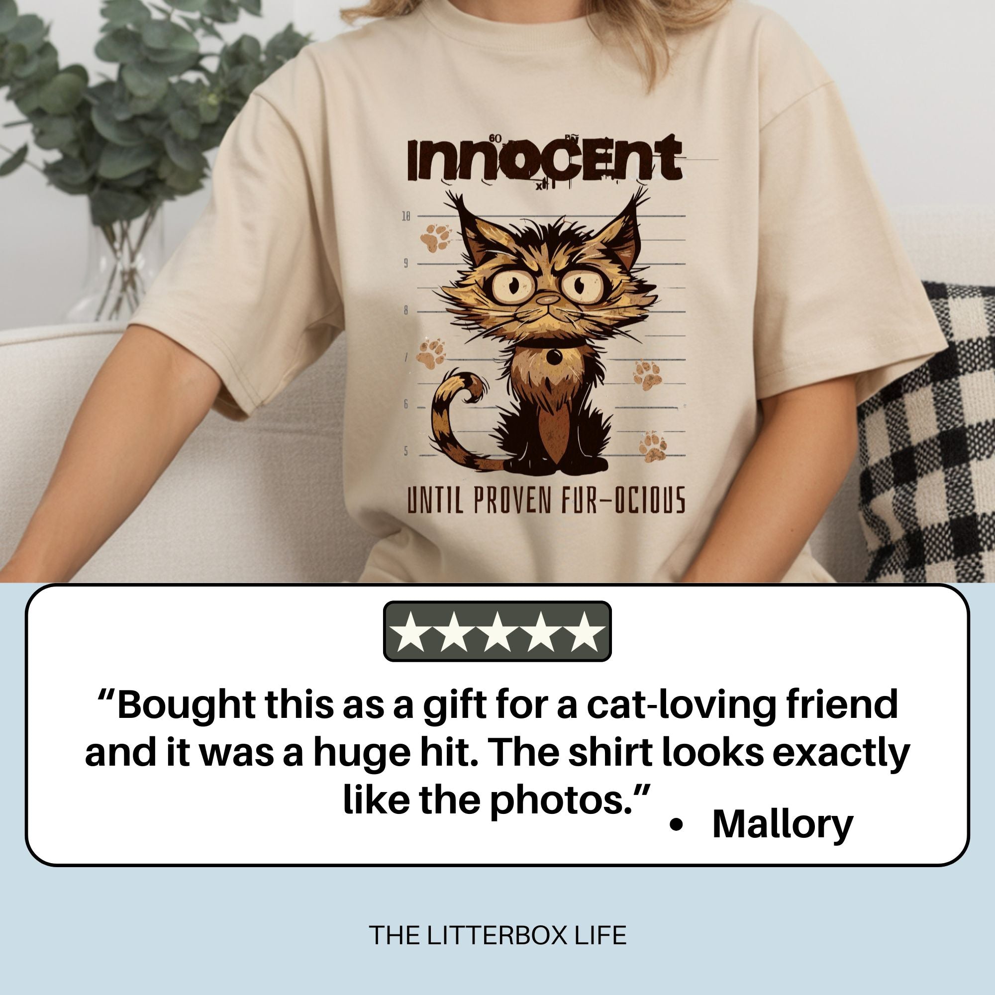 Innocent Until Proven Fur-ocious Funny Cat T-Shirt