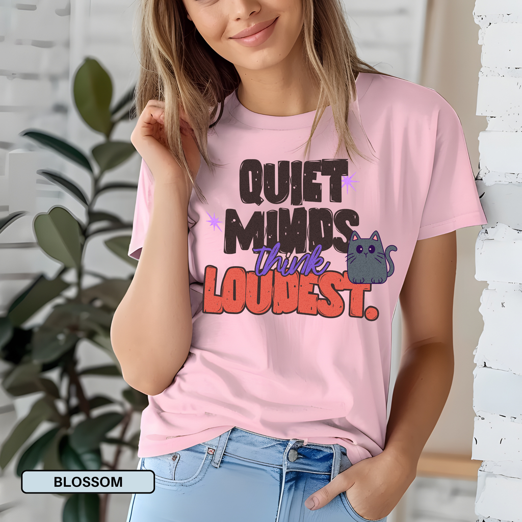 Quiet Minds Think Loudest Introvert Cat T-Shirt