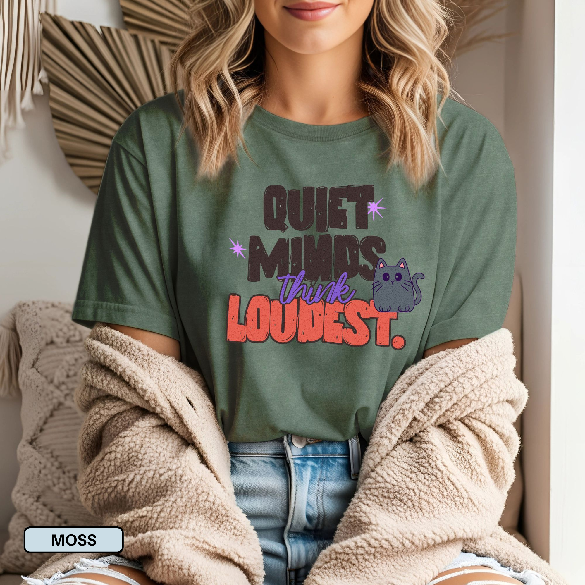 Quiet Minds Think Loudest Introvert Cat T-Shirt