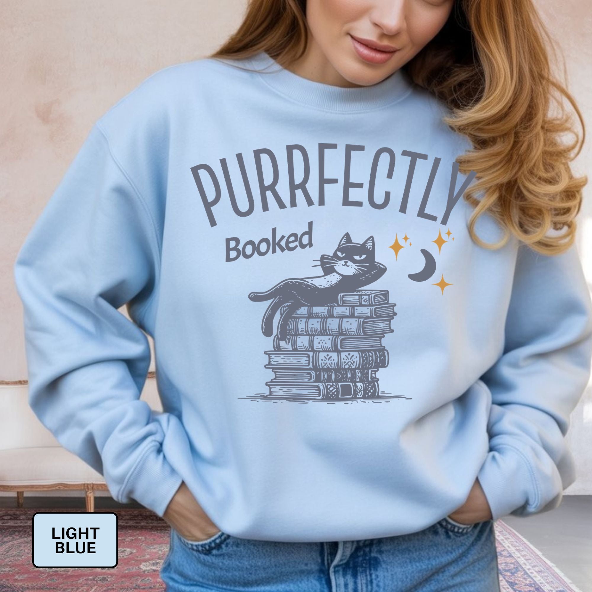 Purrfectly Booked Cat Sweatshirt