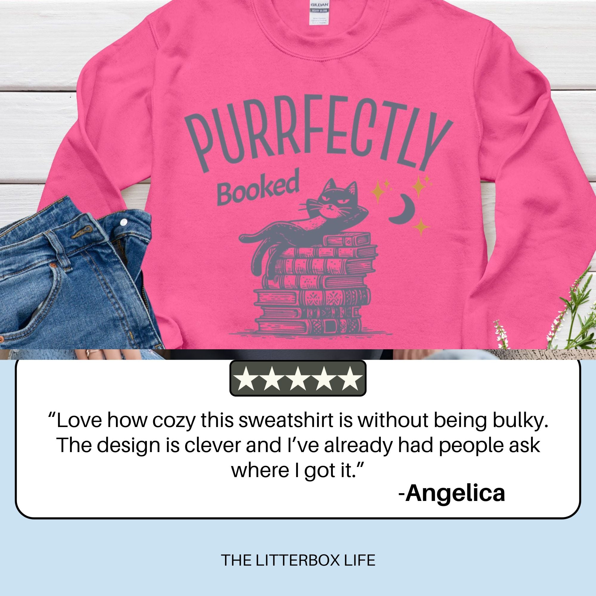 Purrfectly Booked Cat Sweatshirt