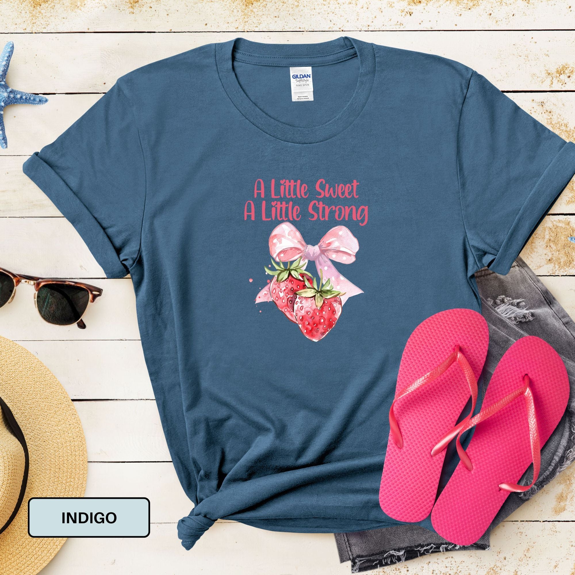 A Little Sweet, A Little Strong Strawberry Bow T-Shirt