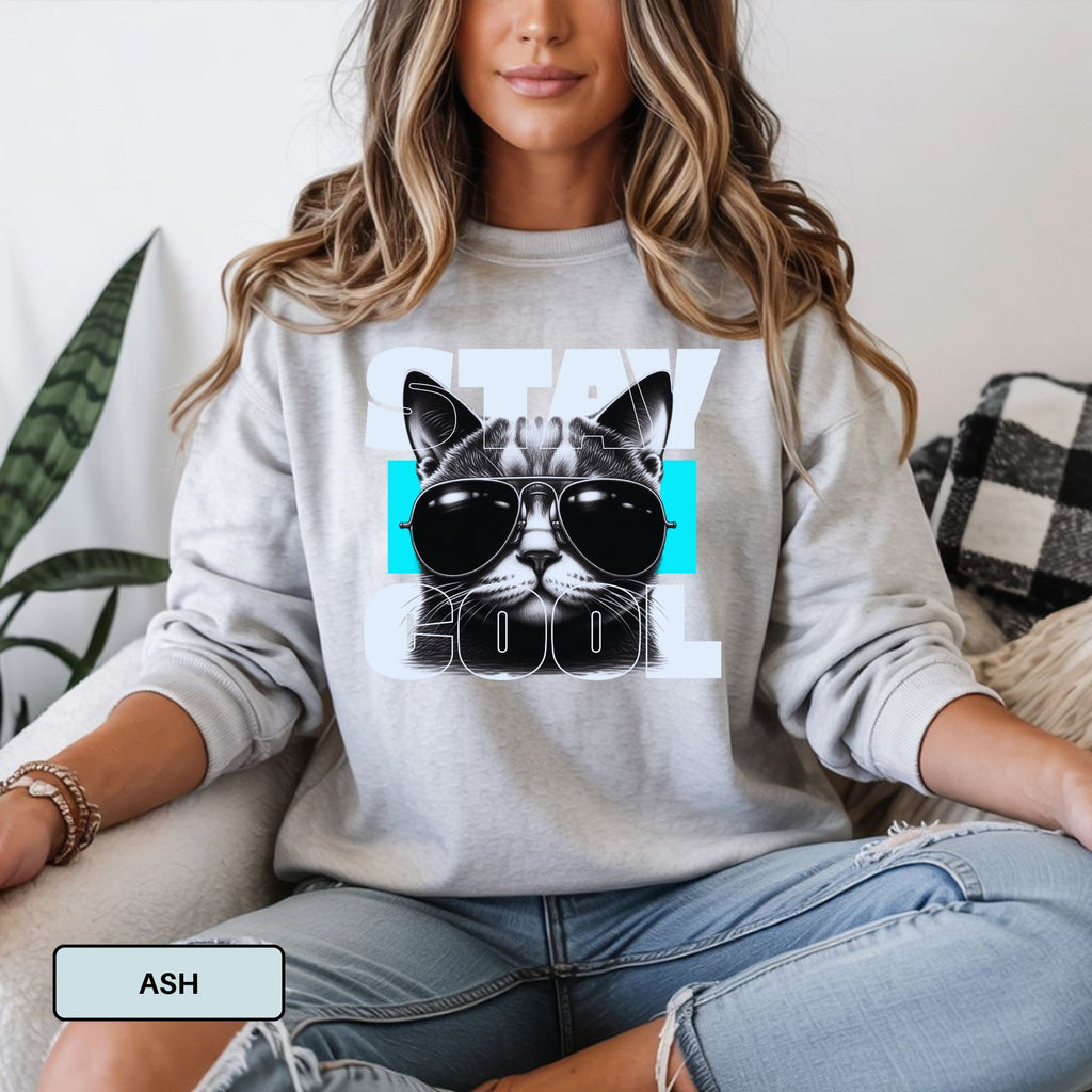 Stay Cool Graphic Cat Sweatshirt