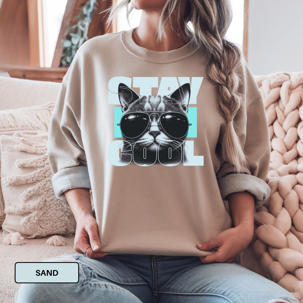 Stay Cool Graphic Cat Sweatshirt