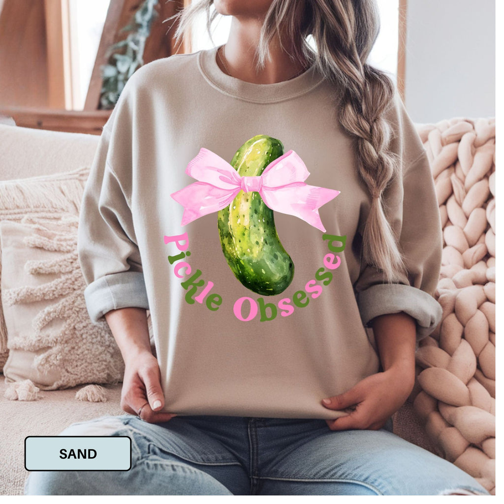 Pickle Obsessed Bow Sweatshirt – Cute Food Graphic Crewneck