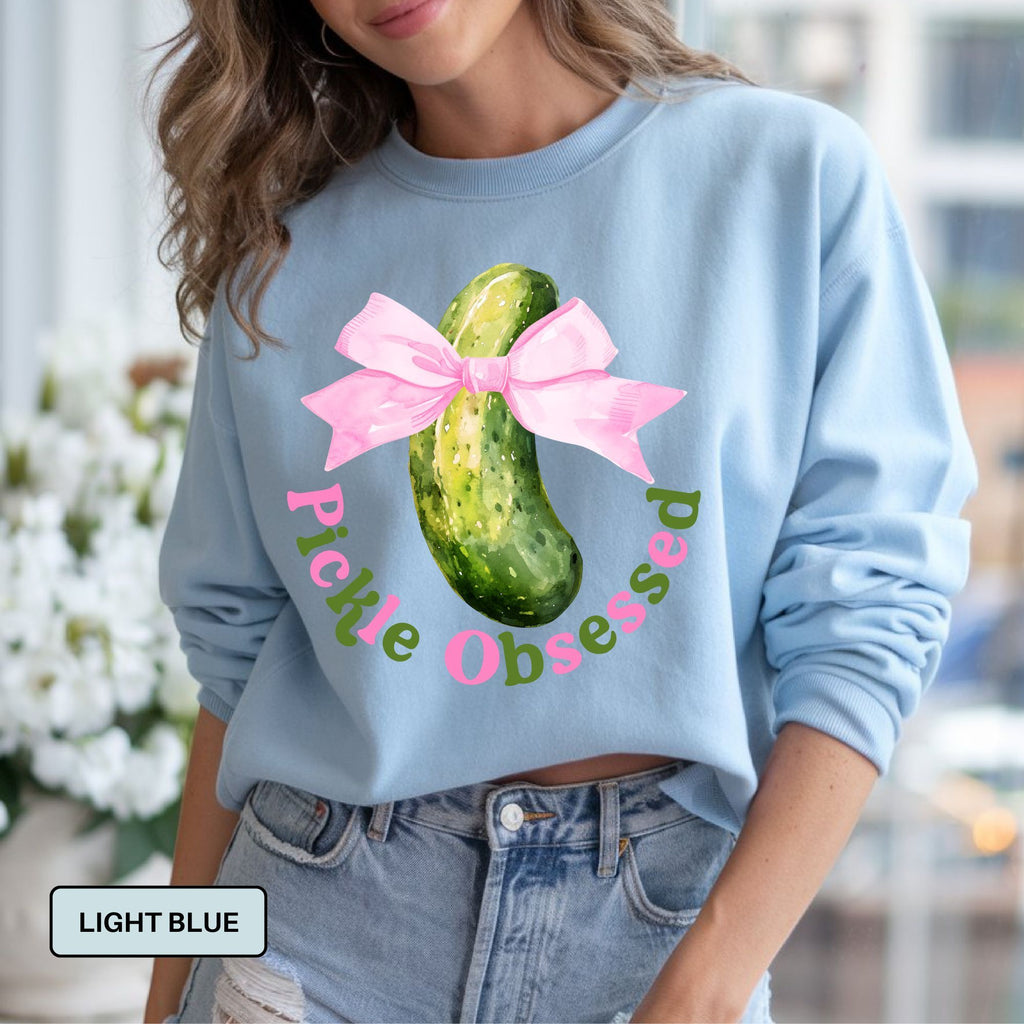 Pickle Obsessed Bow Sweatshirt – Cute Food Graphic Crewneck