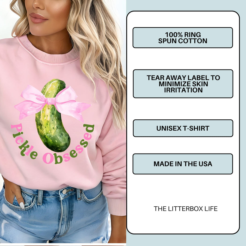 Pickle Obsessed Bow Sweatshirt – Cute Food Graphic Crewneck