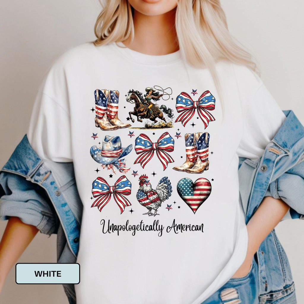 Patriotic Comfort Colors Shirt – Feminine Americana Western Graphic Tee