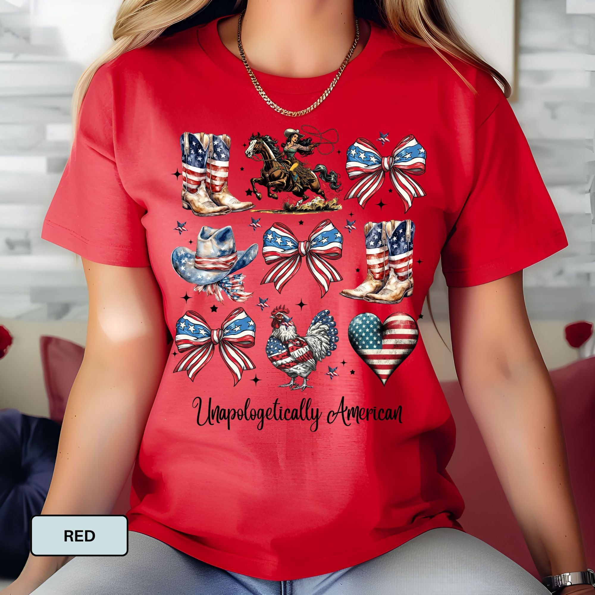 Patriotic Comfort Colors Shirt – Feminine Americana Western Graphic Tee