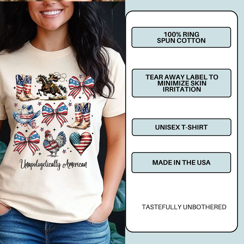 Patriotic Comfort Colors Shirt – Feminine Americana Western Graphic Tee