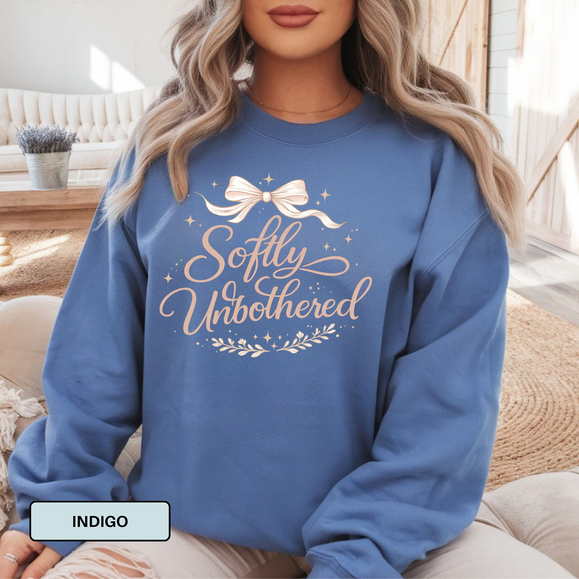 Softly Unbothered Sweatshirt – Feminine Neutral Cozy Pullover