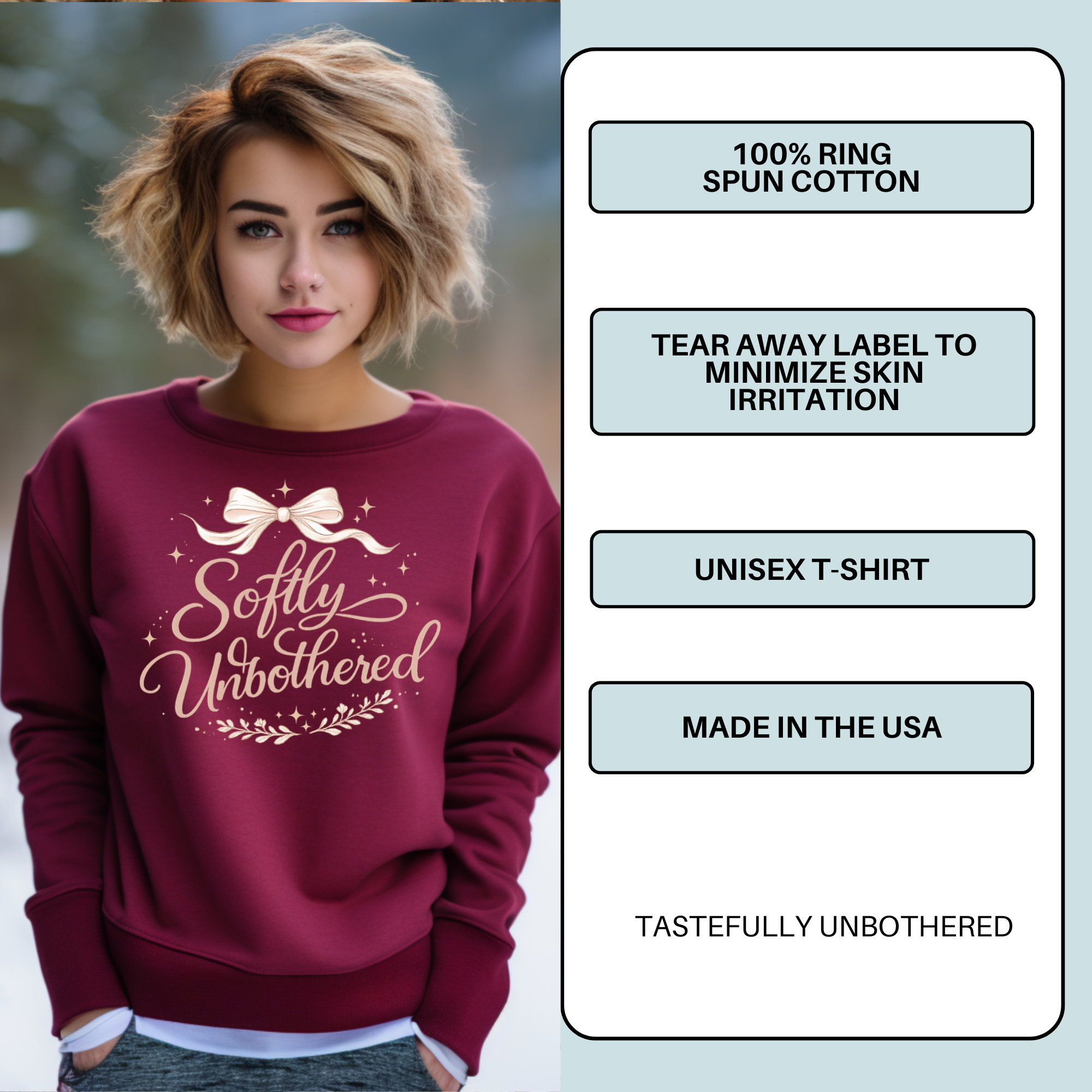 Softly Unbothered Sweatshirt – Feminine Neutral Cozy Pullover