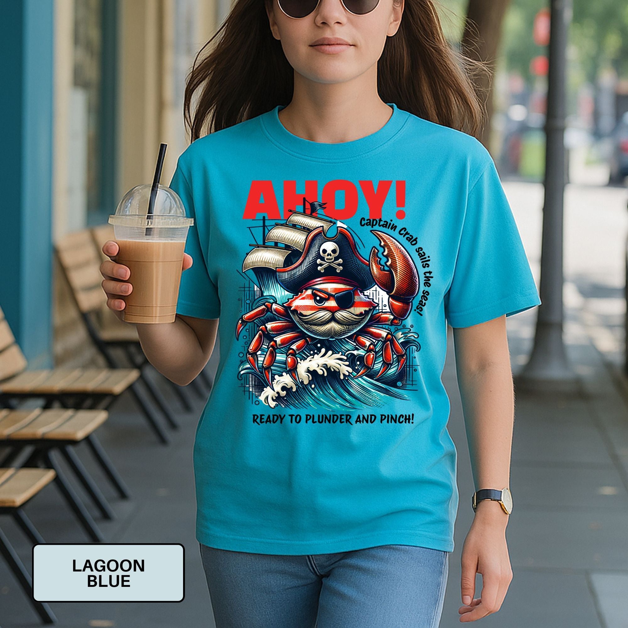 Ahoy Pirate Crab Shirt – Comfort Colors Nautical Graphic Tee