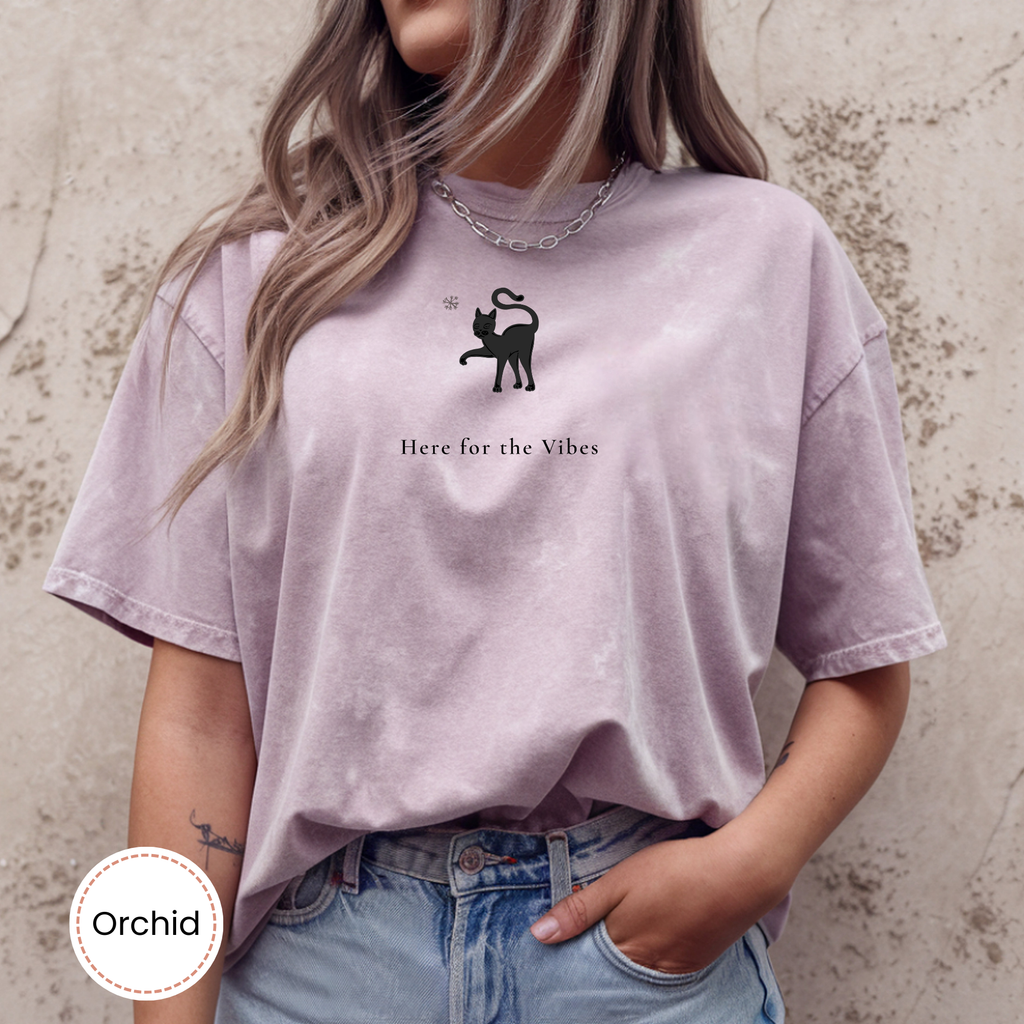 Here for the Vibes Minimalist Cat Tee