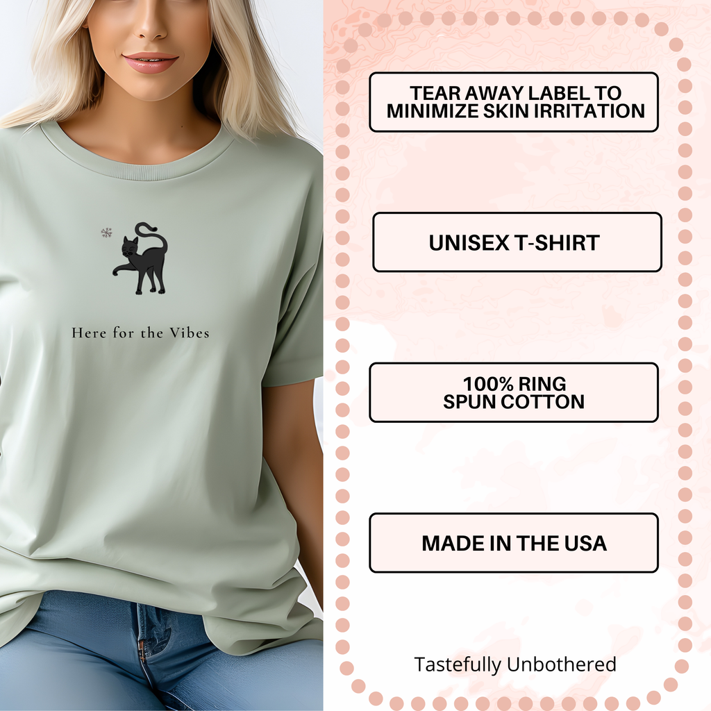 Here for the Vibes Minimalist Cat Tee