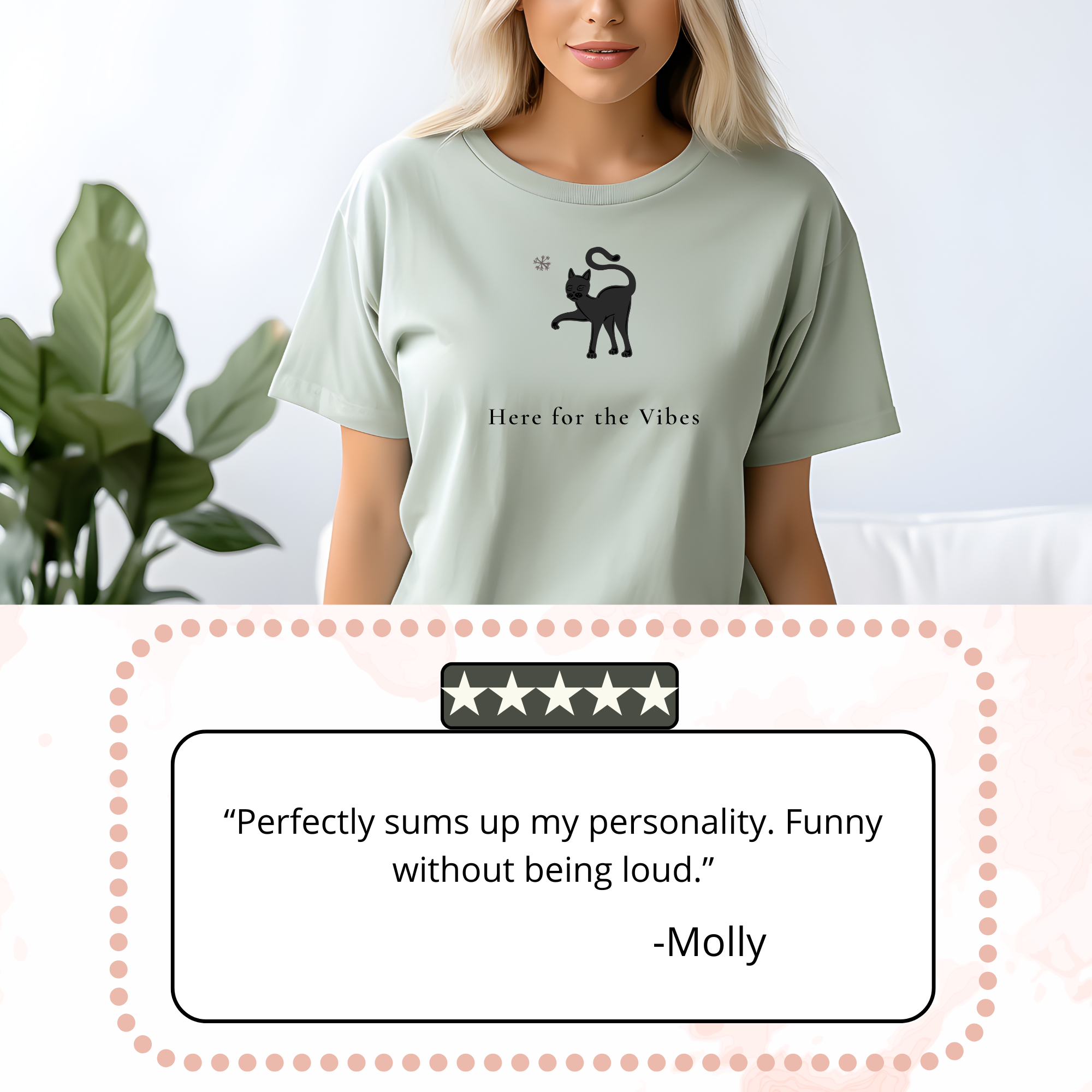 Here for the Vibes Minimalist Cat Tee