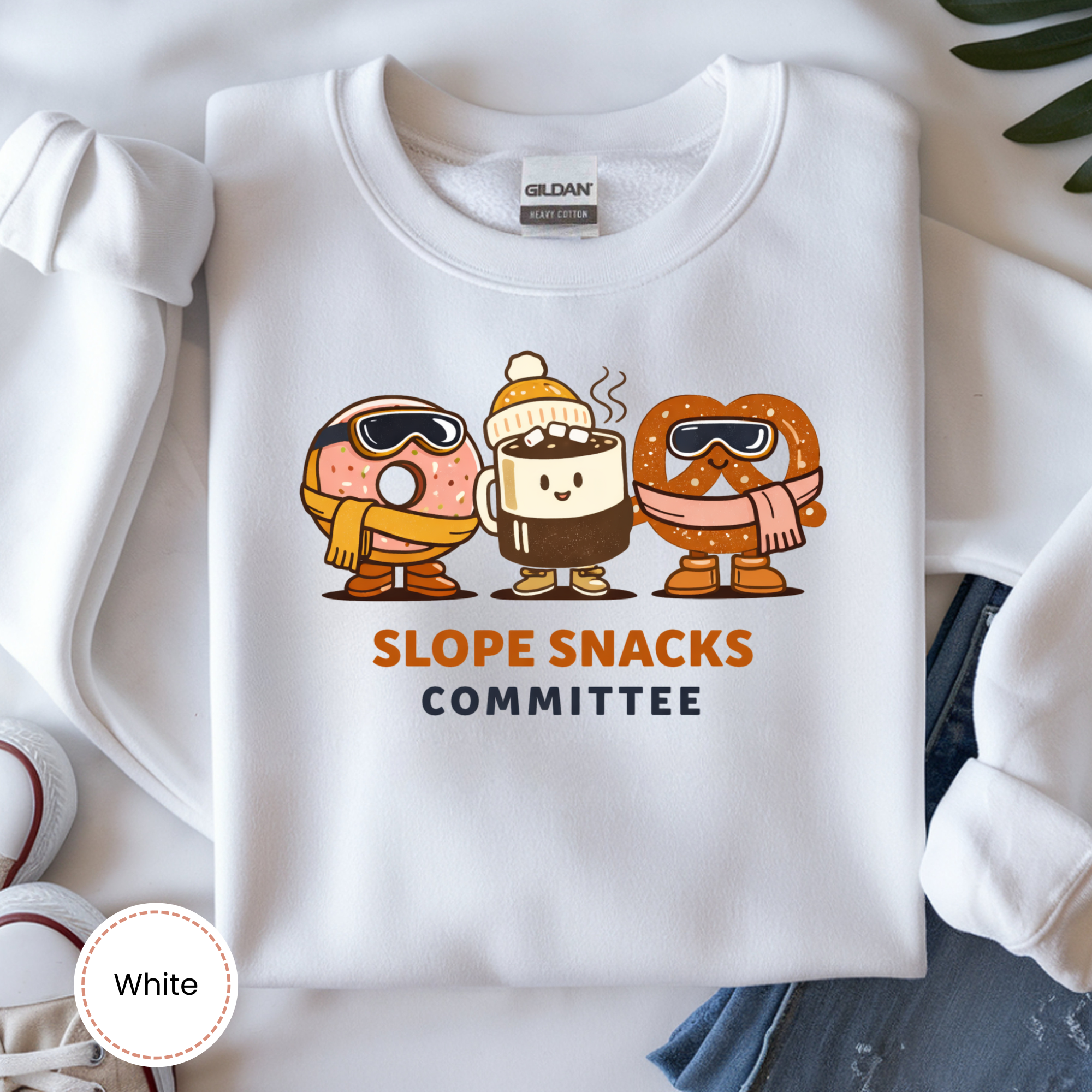 Slope Snacks Committee Gildan Crewneck Sweatshirt | Cozy Spectator Style