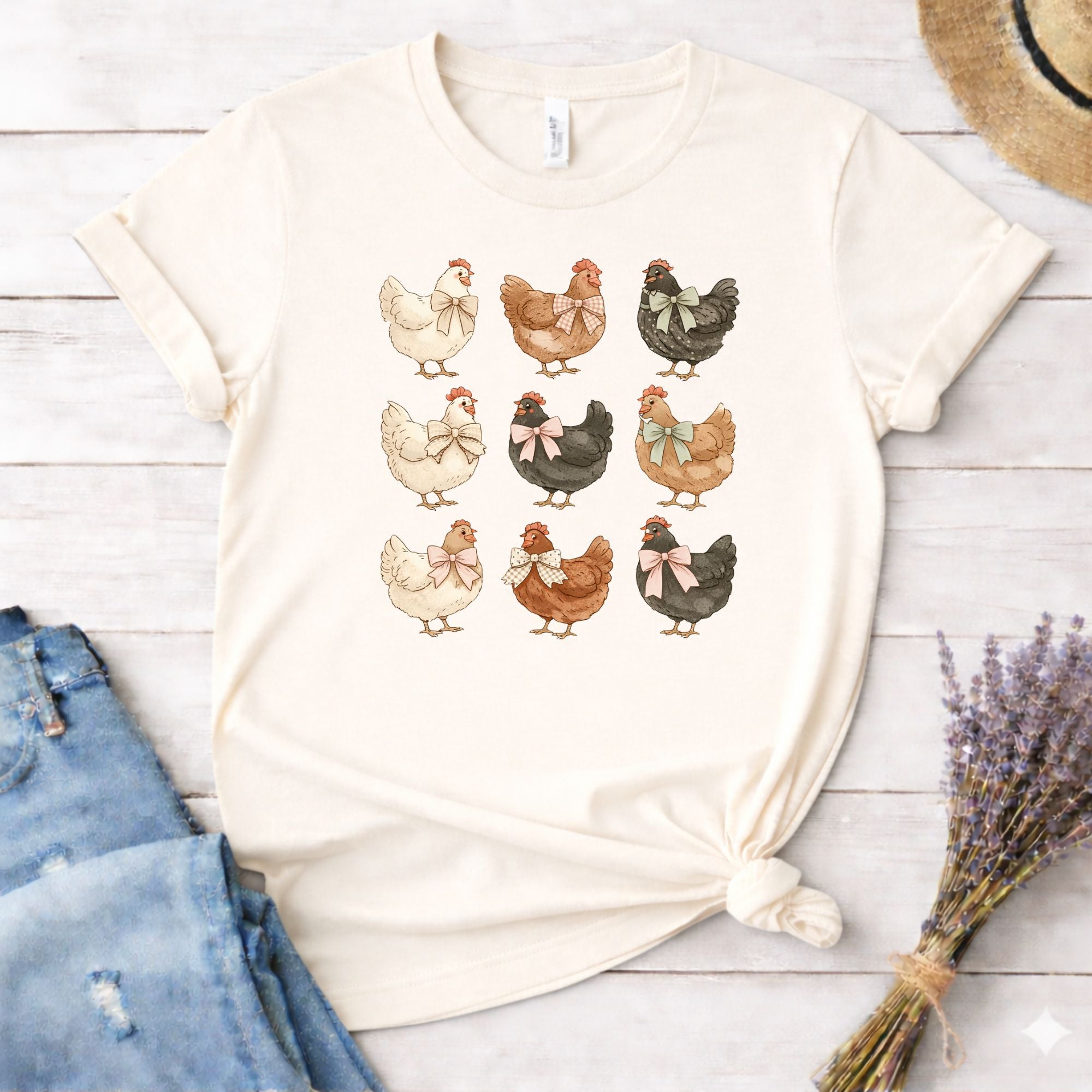 Bow Chicken Comfort Colors T-Shirt | Coquette Southern Graphic Tee