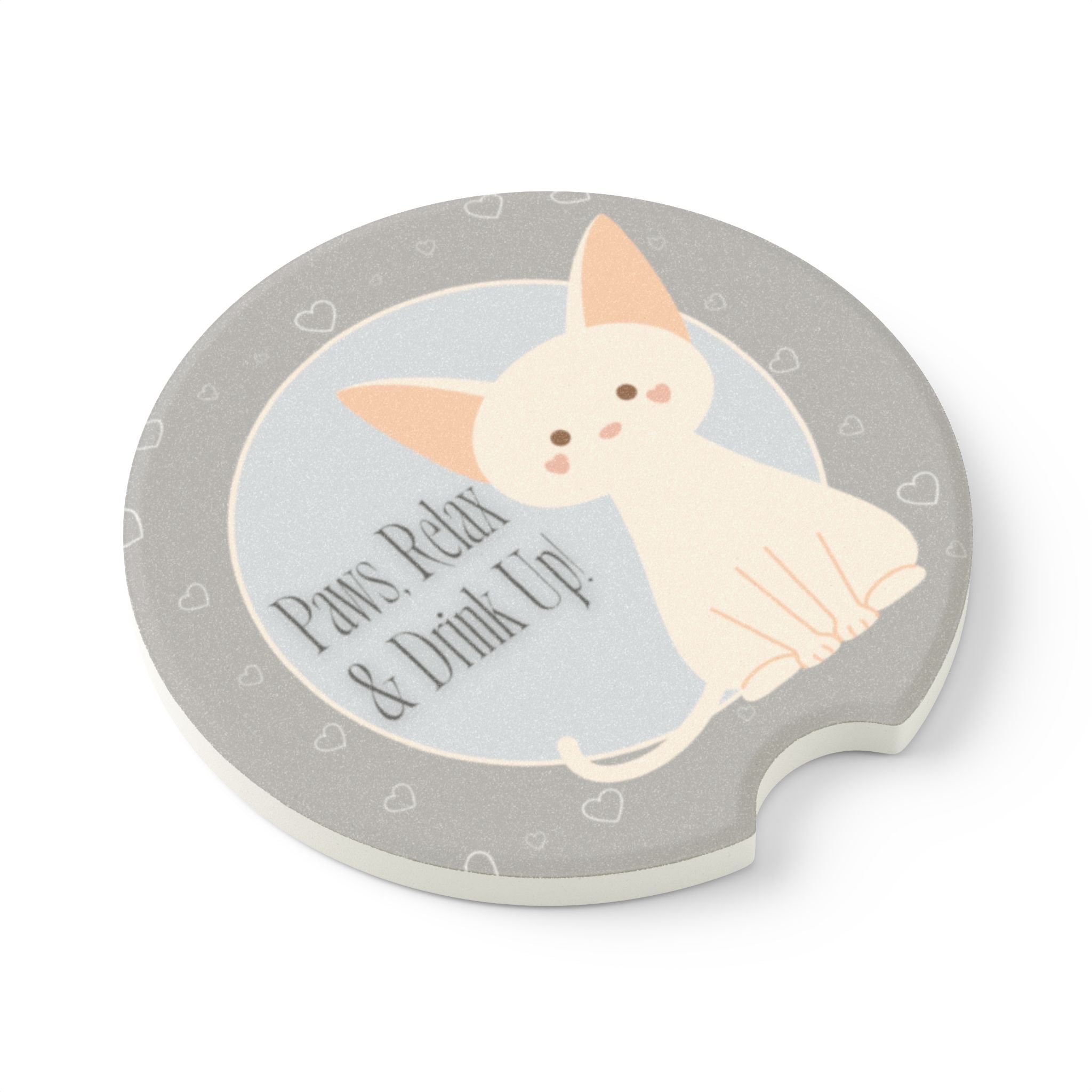 Paws, Relax & Drink Up – Cat Lover Soapstone Car Coaster