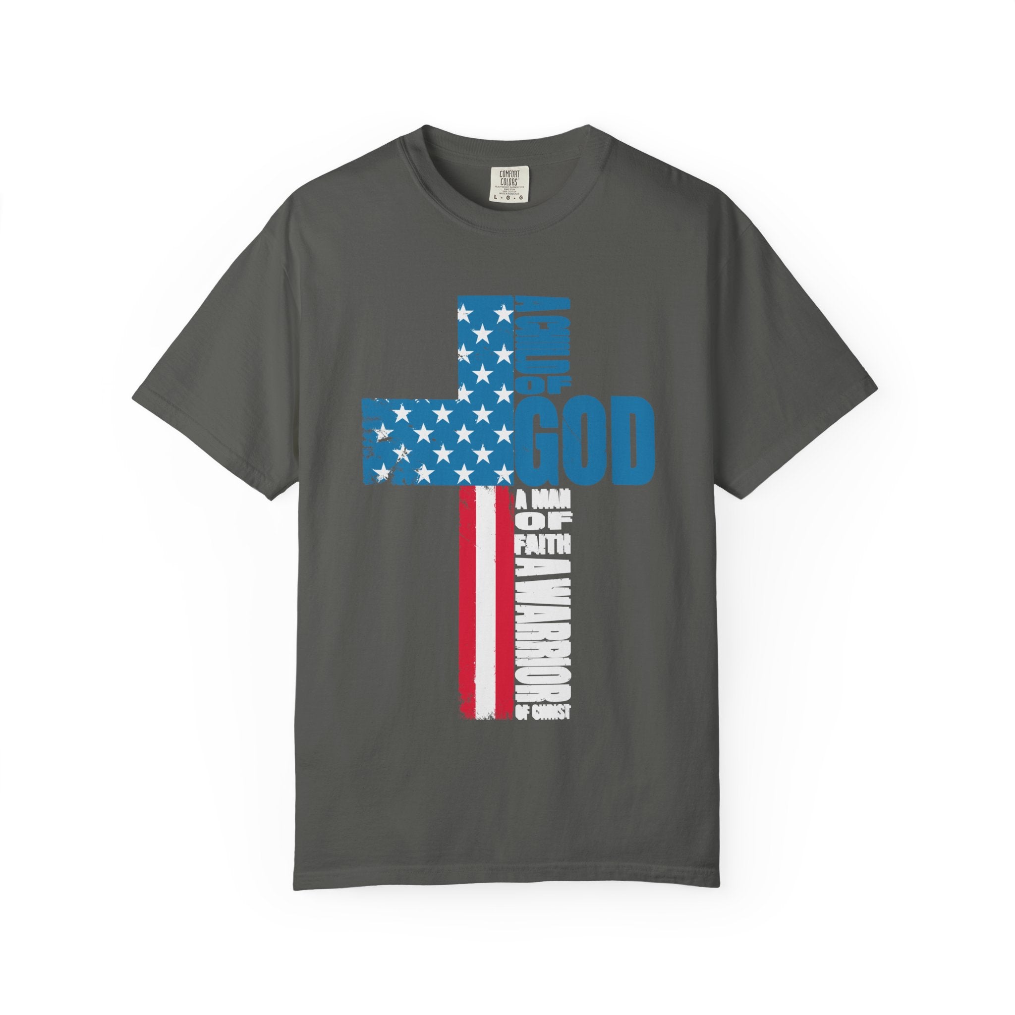 Faith Cross Patriotic T-Shirt | Warrior of Christ Christian Tee for Men & Women
