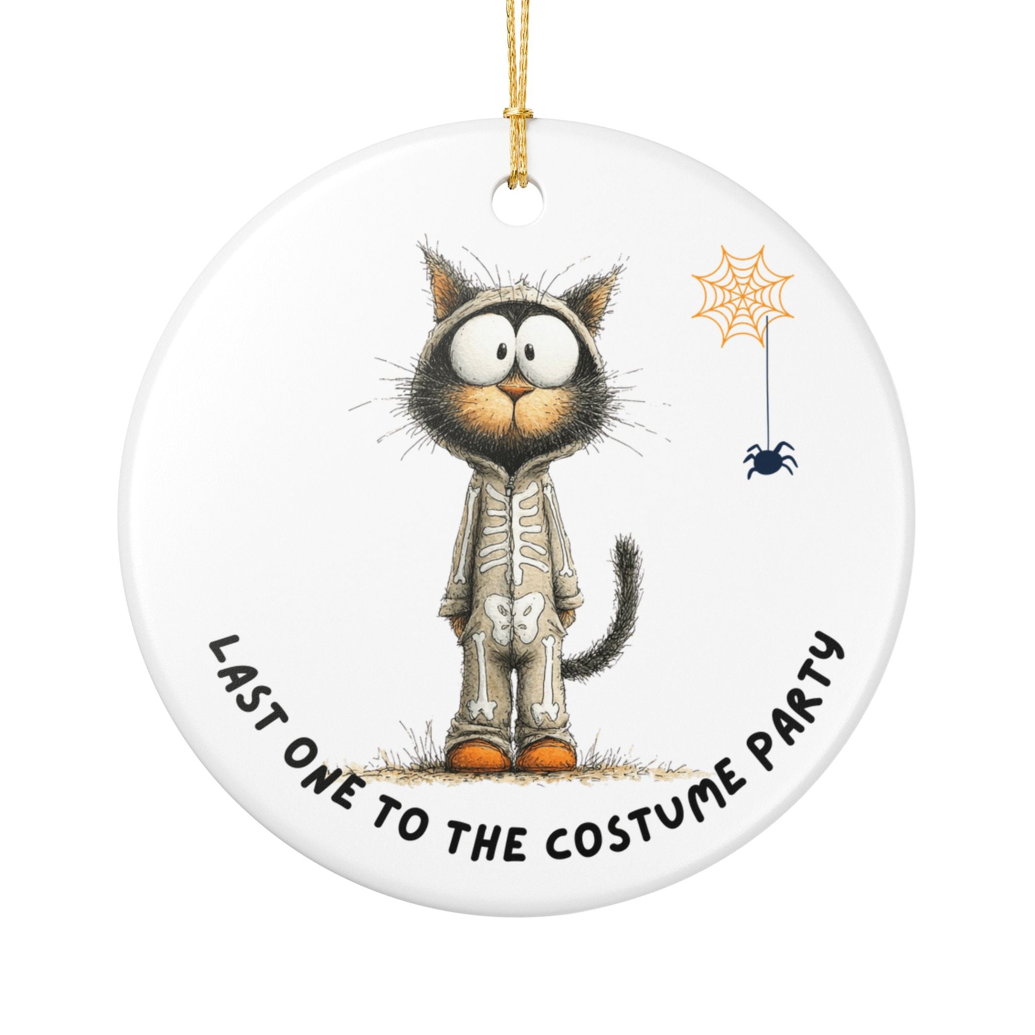 Last One to the Costume Party Cat Ornament | Halloween Skeleton Cat Décor