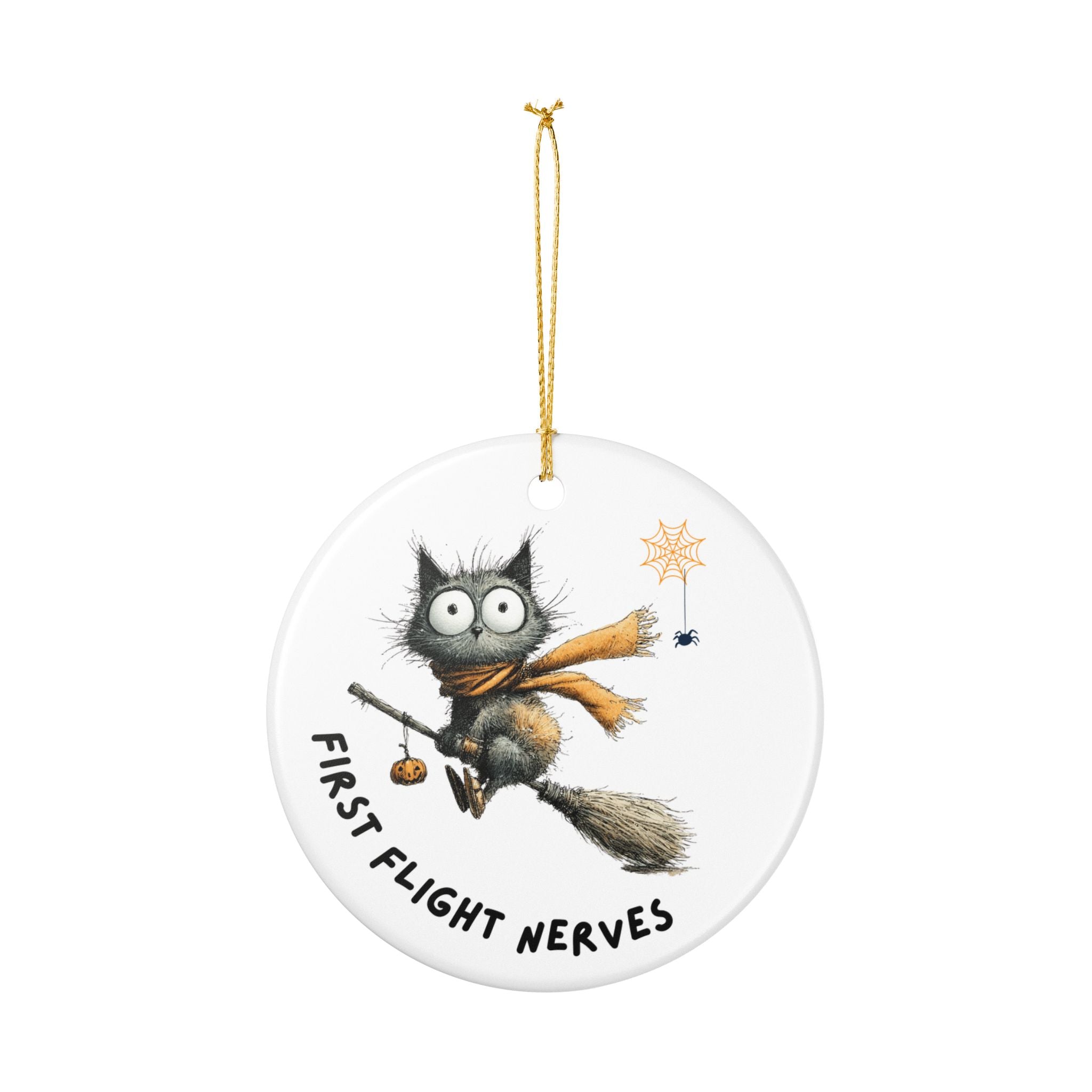 First Flight Nerves Halloween Cat Ornament | Spooky Cat Lover Décor