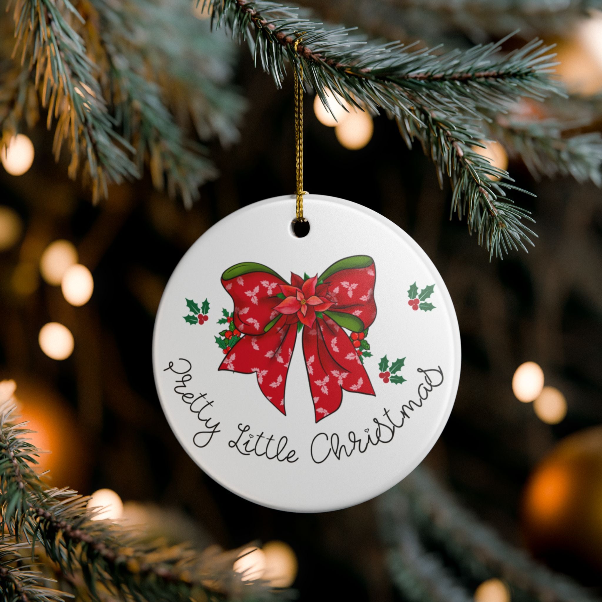 Pretty Little Christmas Ornament – Red Bow Tree Decor, Cute Holiday Gift
