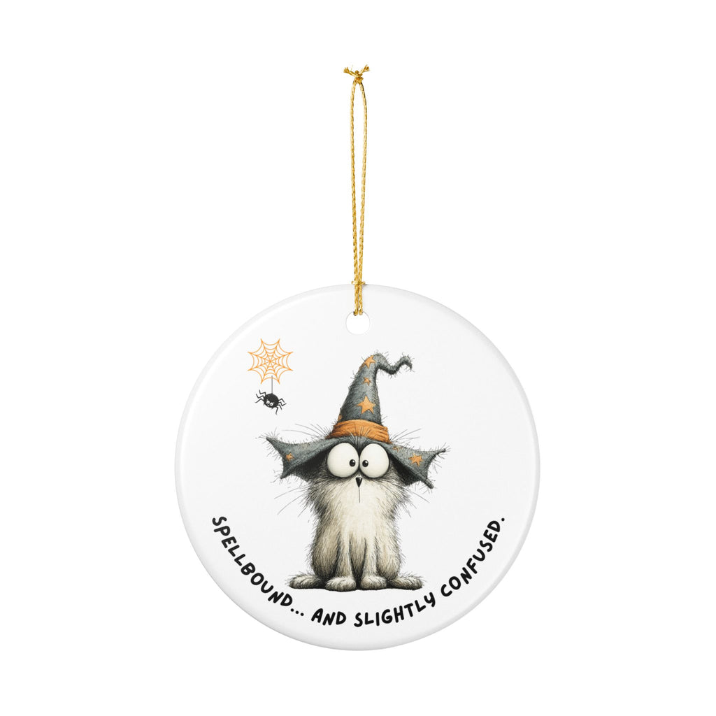 Spellbound Cat Halloween Ornament | Funny Witch Cat Décor | Spooky Cute Gift