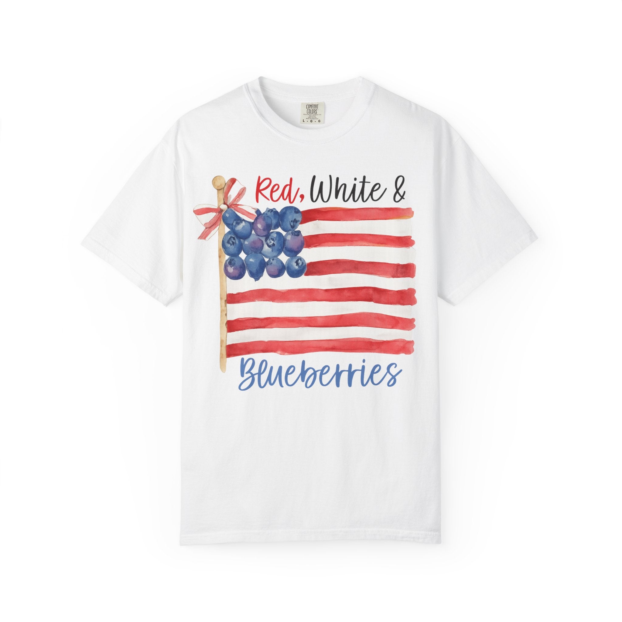 Red, White & Blueberries Tee – Patriotic Flag Shirt – Watercolor Americana