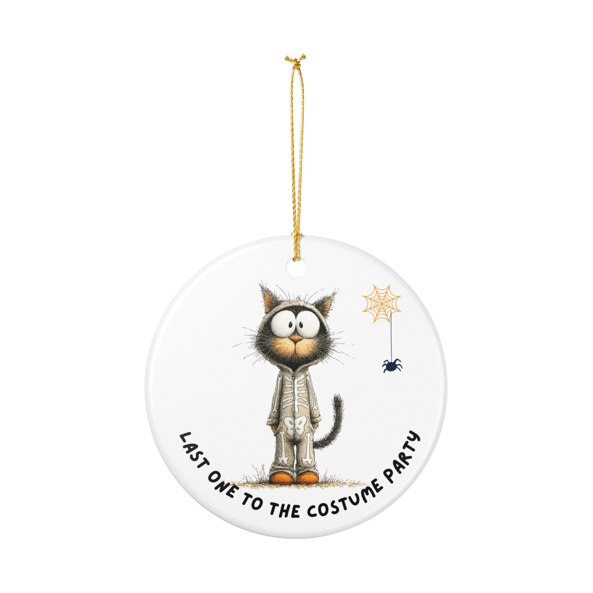 Last One to the Costume Party Cat Ornament | Halloween Skeleton Cat Décor
