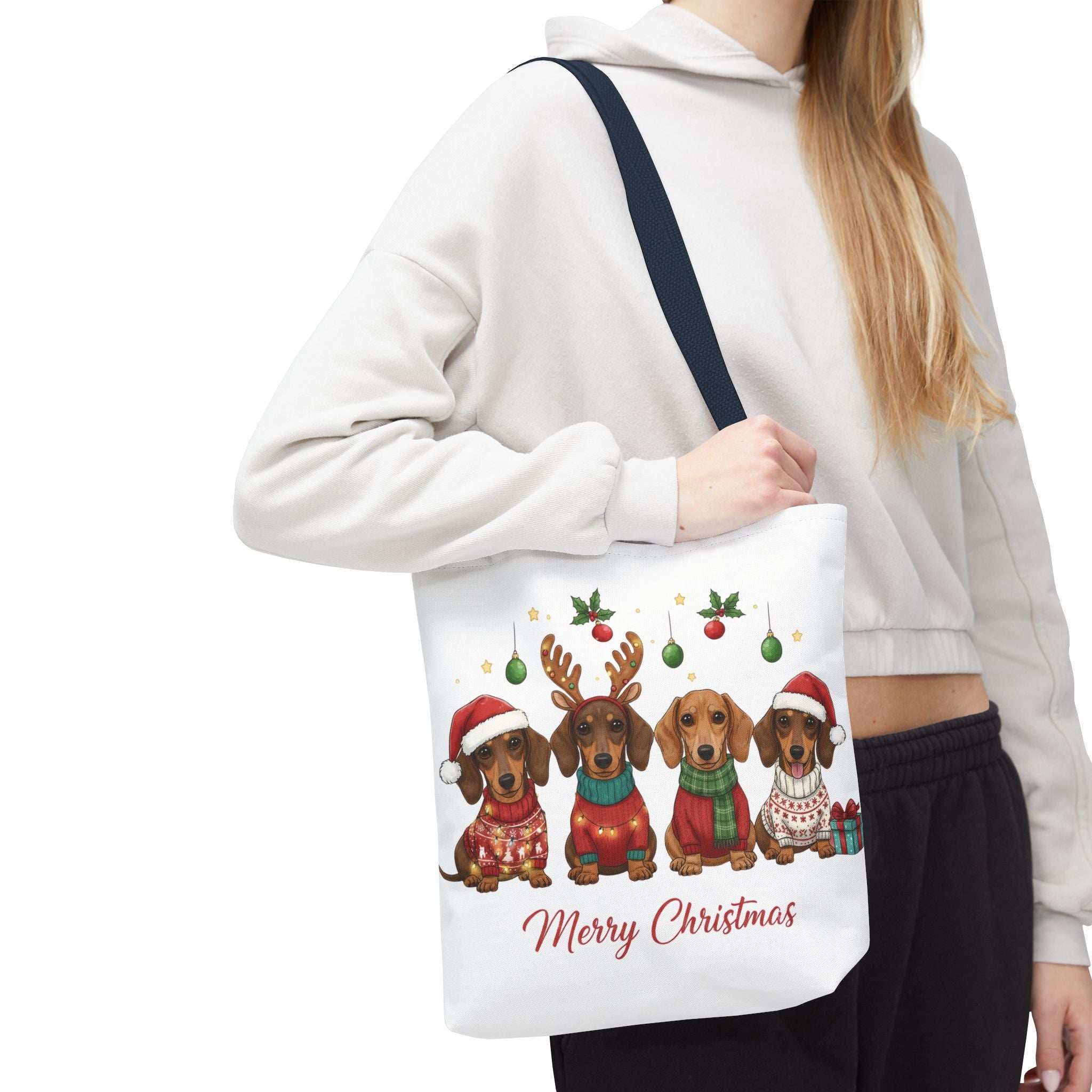 Dachshund Christmas Tote – Canvas Bag with Cute Holiday Dog Design