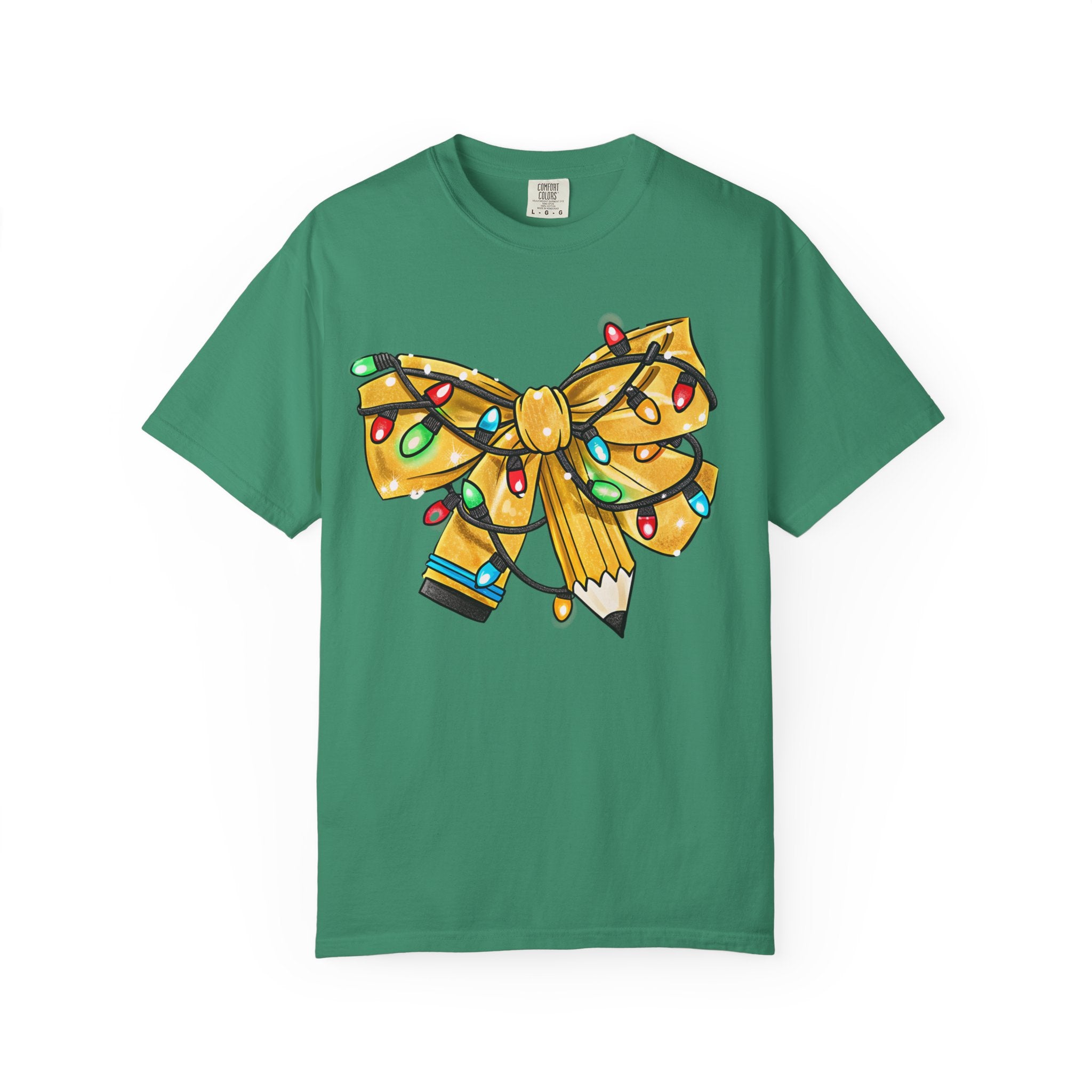 Teacher Christmas Bow T-Shirt – Cute Holiday Coquette Style