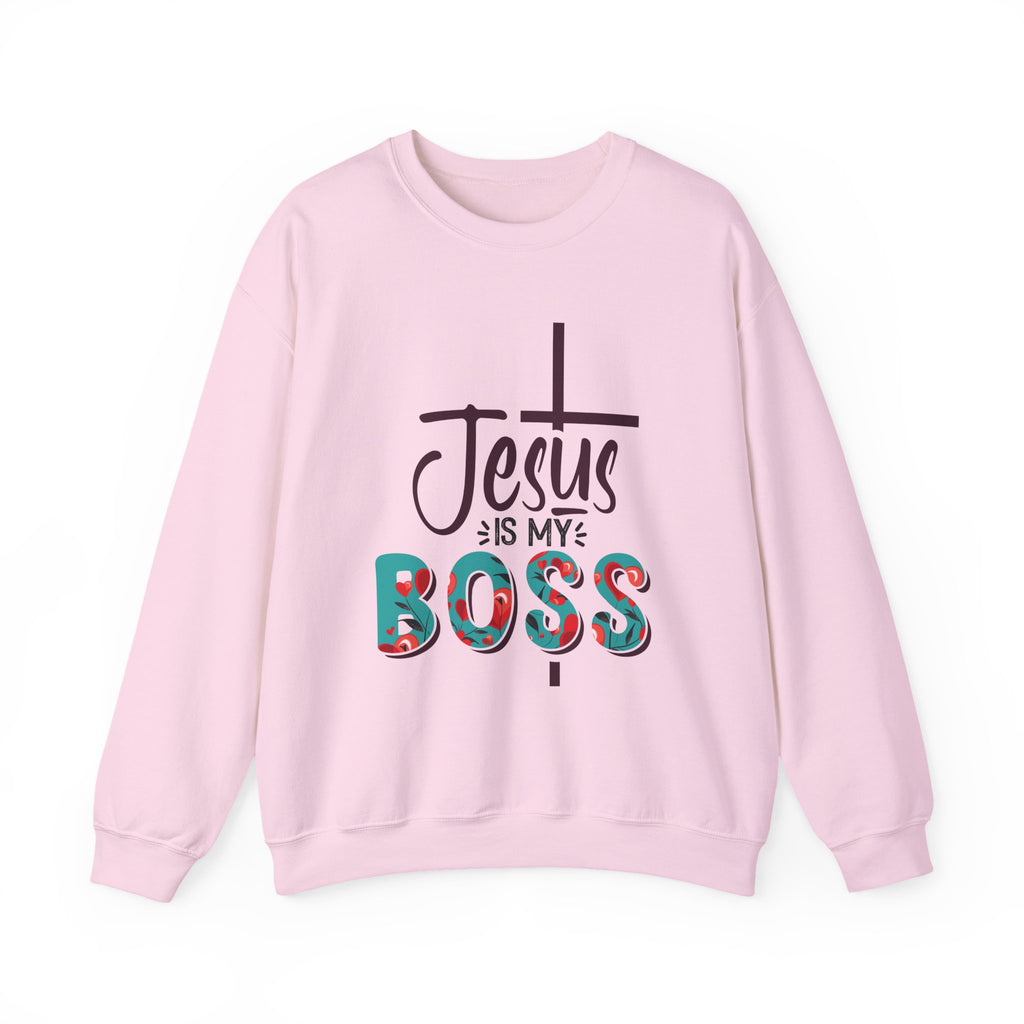 Jesus Is My Boss Sweatshirt Christian Floral Faith Crewneck for Women