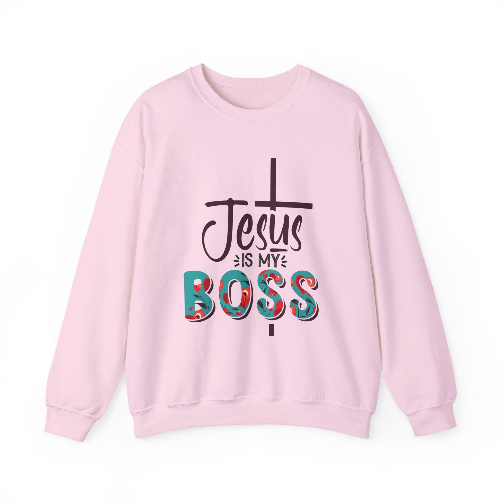 Jesus Is My Boss Sweatshirt Christian Floral Faith Crewneck for Women