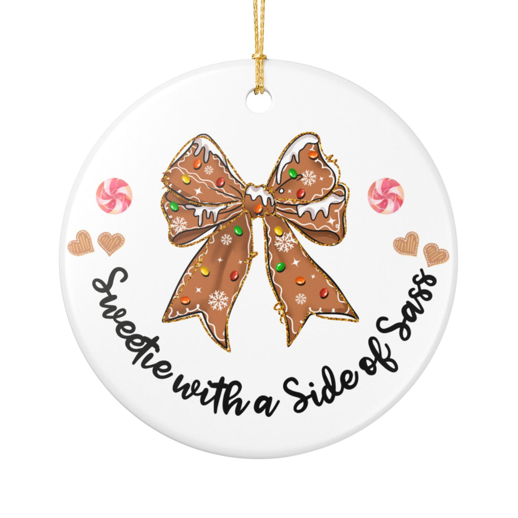 Sweetie with a Side of Sass Ornament – Gingerbread Bow Christmas Tree Decor