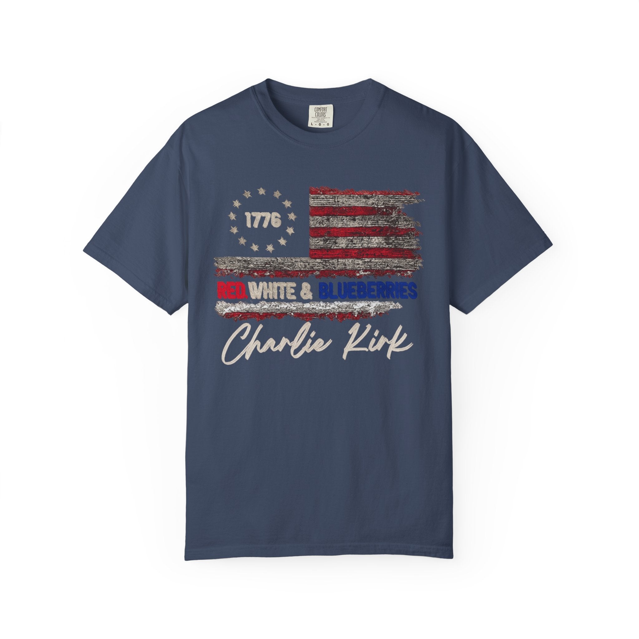 1776 Red White & Blueberries Shirt|Distressed American Flag Patriotic Tee