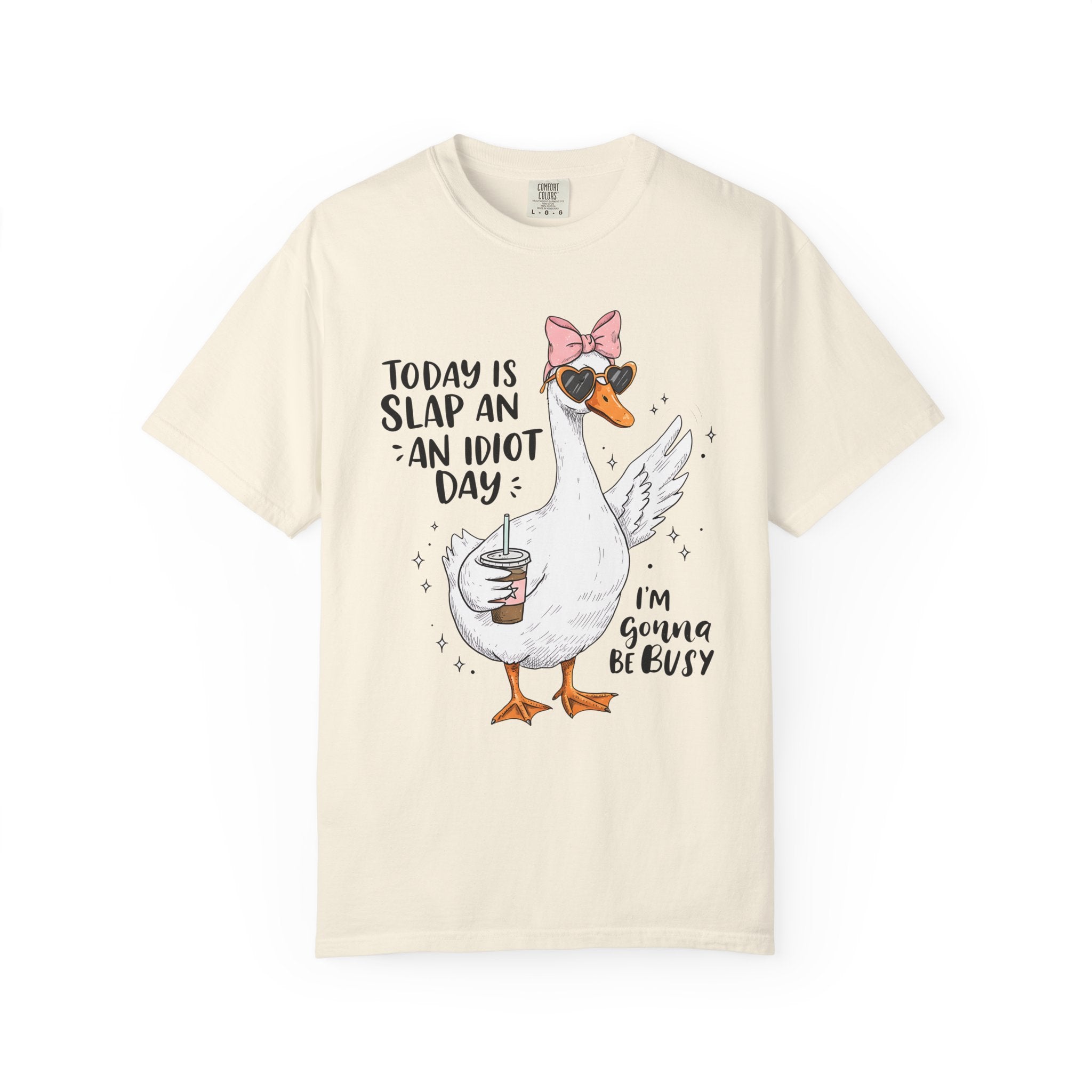 Cool Duck Shirt – Funny Iced Coffee Duck Tee with Bow and Shades, Cute Animal T-Shirt for Coffee Lovers, Quirky Summer Shirt