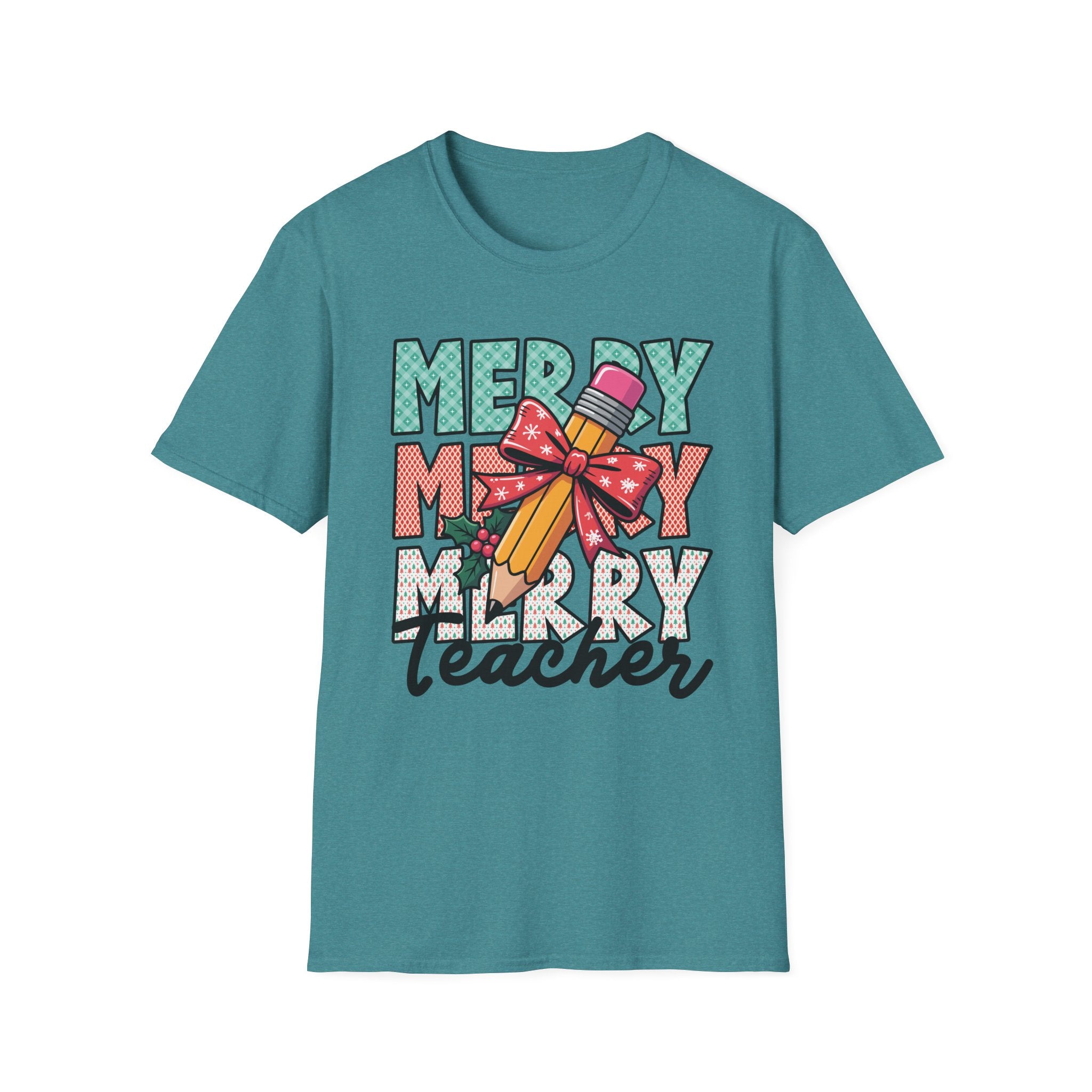 Merry Merry Merry Teacher Christmas Shirt – Cute Holiday Graphic Tee for Educators