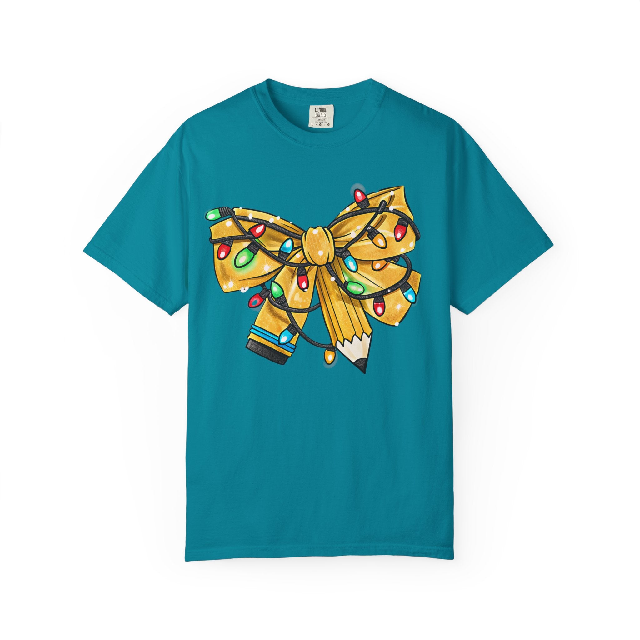 Teacher Christmas Bow T-Shirt – Cute Holiday Coquette Style