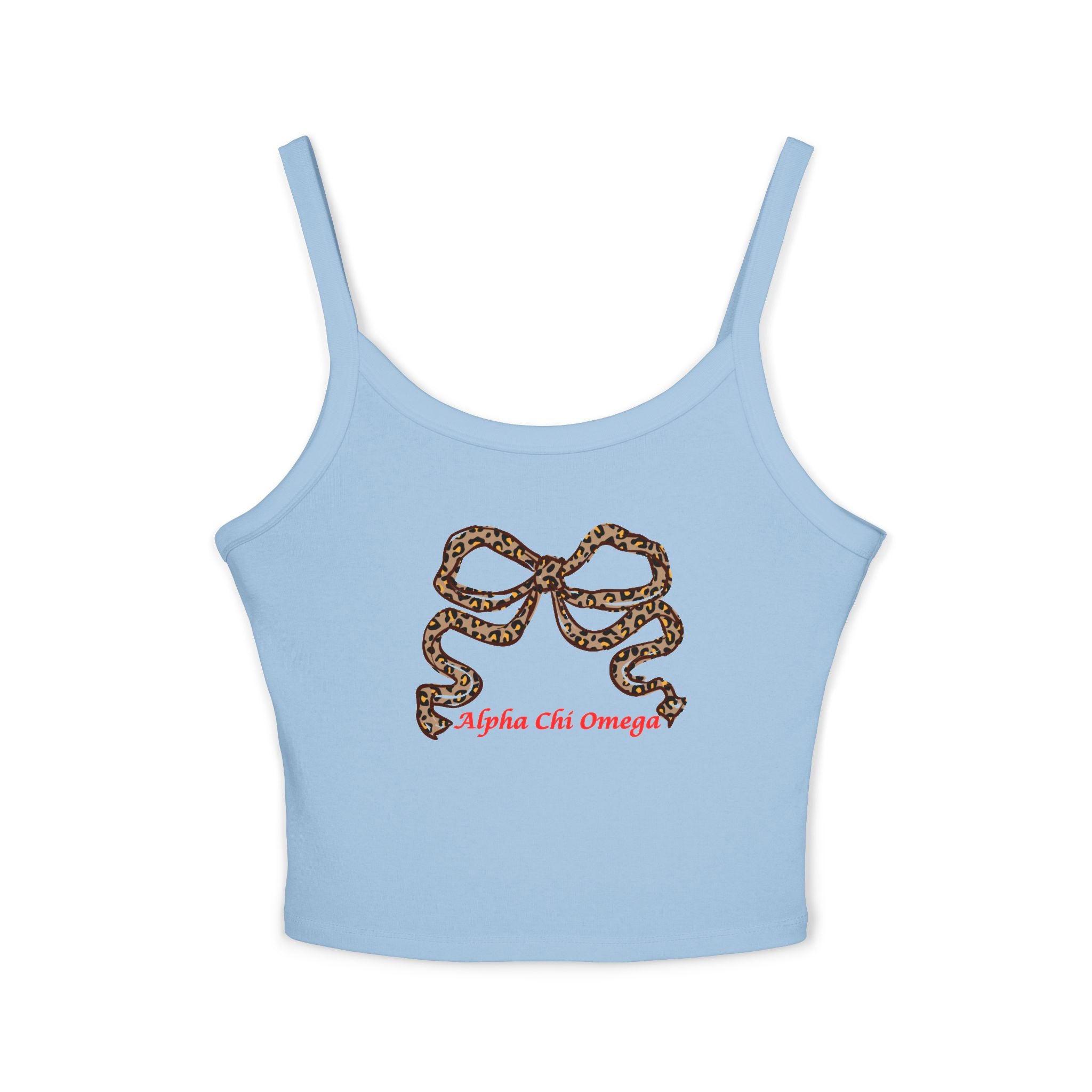 Leopard Bow Crop Top – Sorority Big Little Spaghetti Strap Shirt