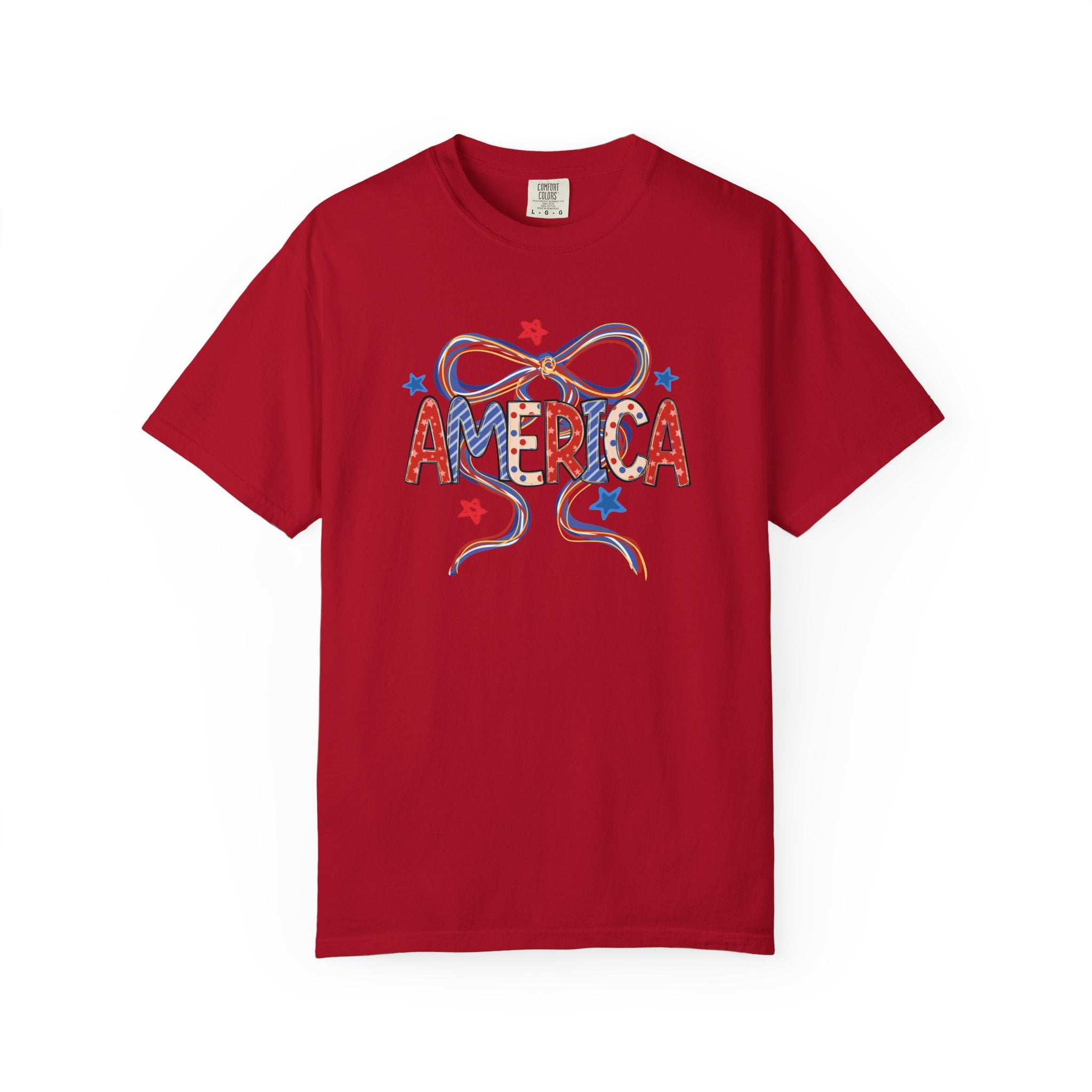 Preppy America Coquette Tee | Patriotic Bow Graphic T-Shirt
