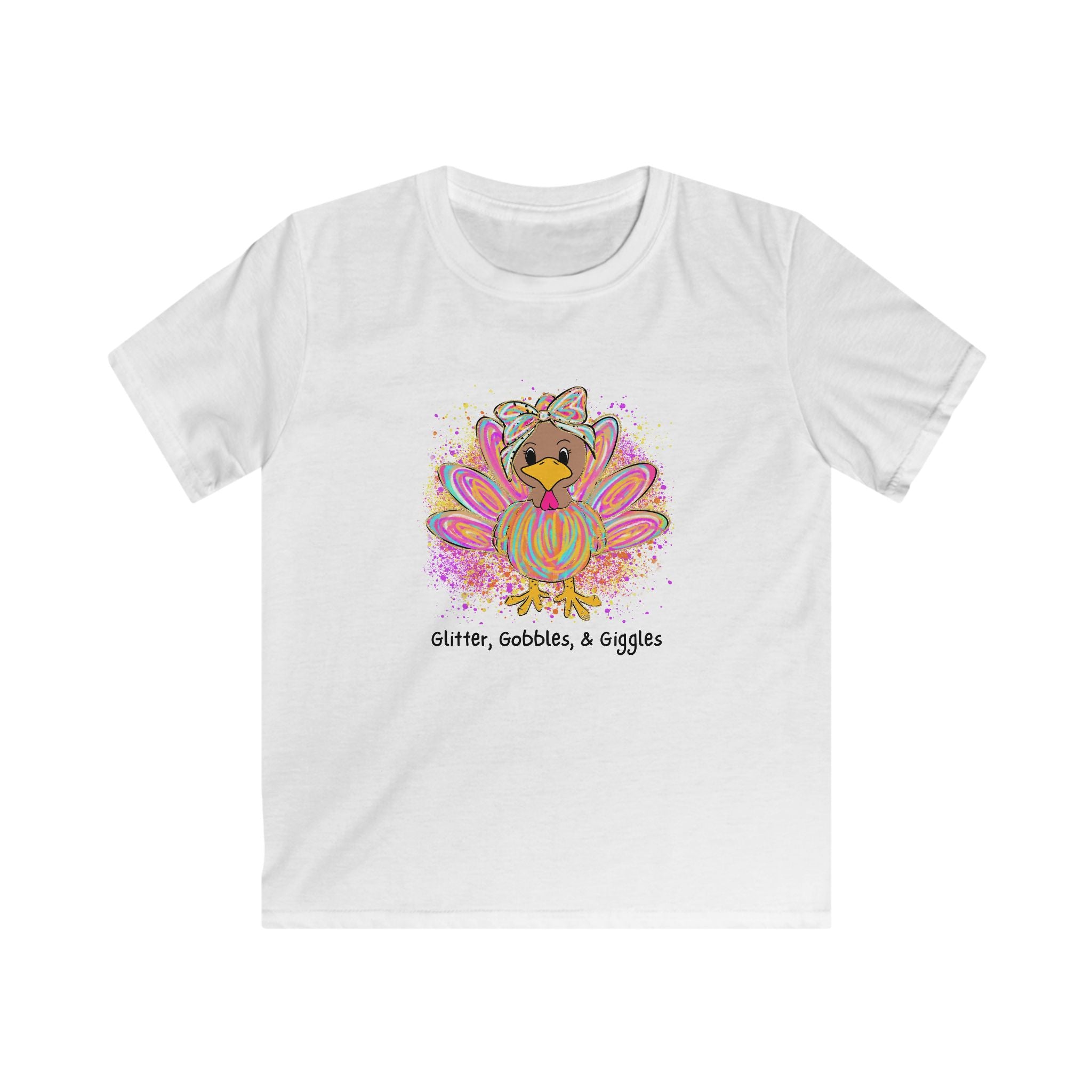 Kids Thanksgiving T-Shirt | Glitter Gobbles & Giggles Tee | Cute Fall Kids Clothing for Family Gatherings