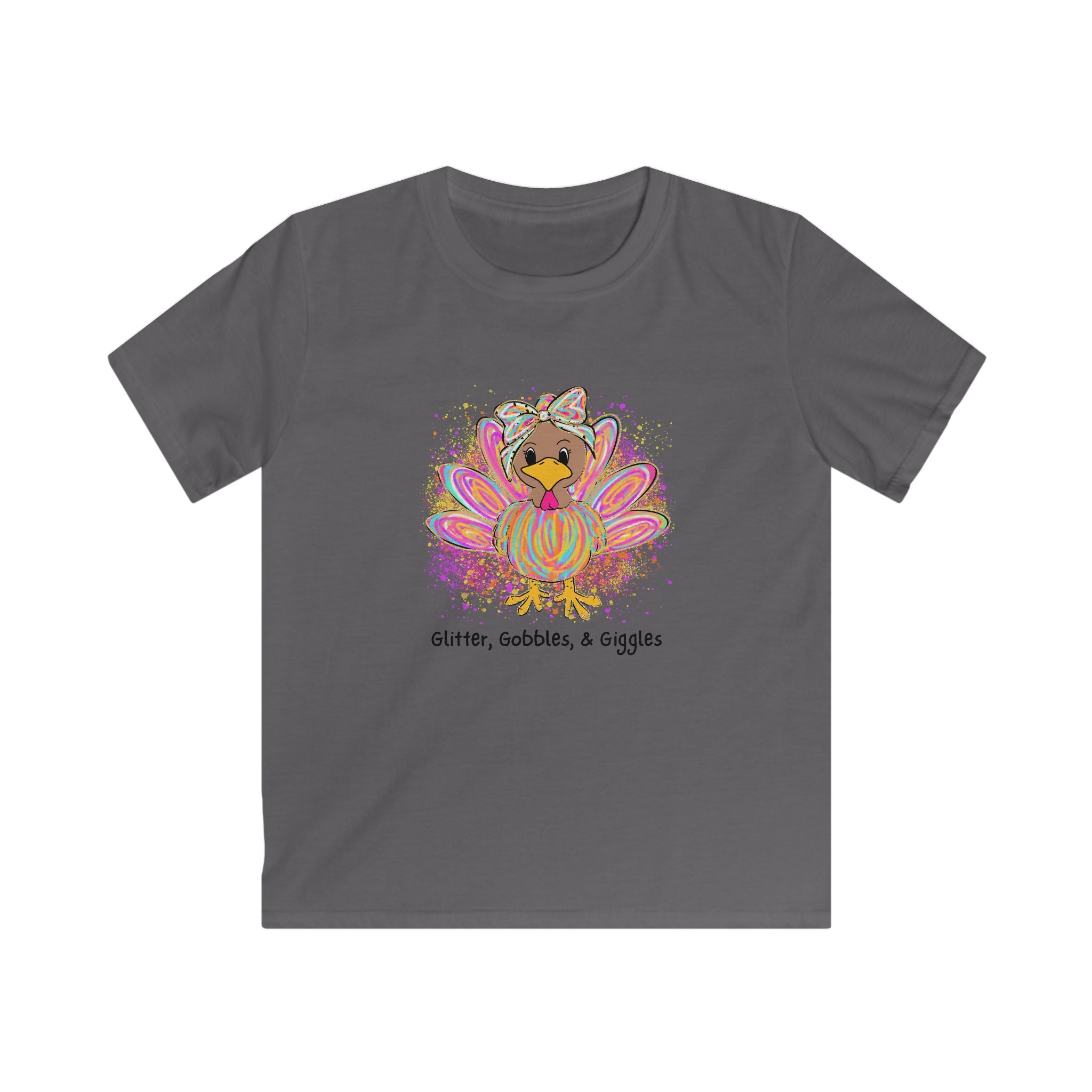 Kids Thanksgiving T-Shirt | Glitter Gobbles & Giggles Tee | Cute Fall Kids Clothing for Family Gatherings